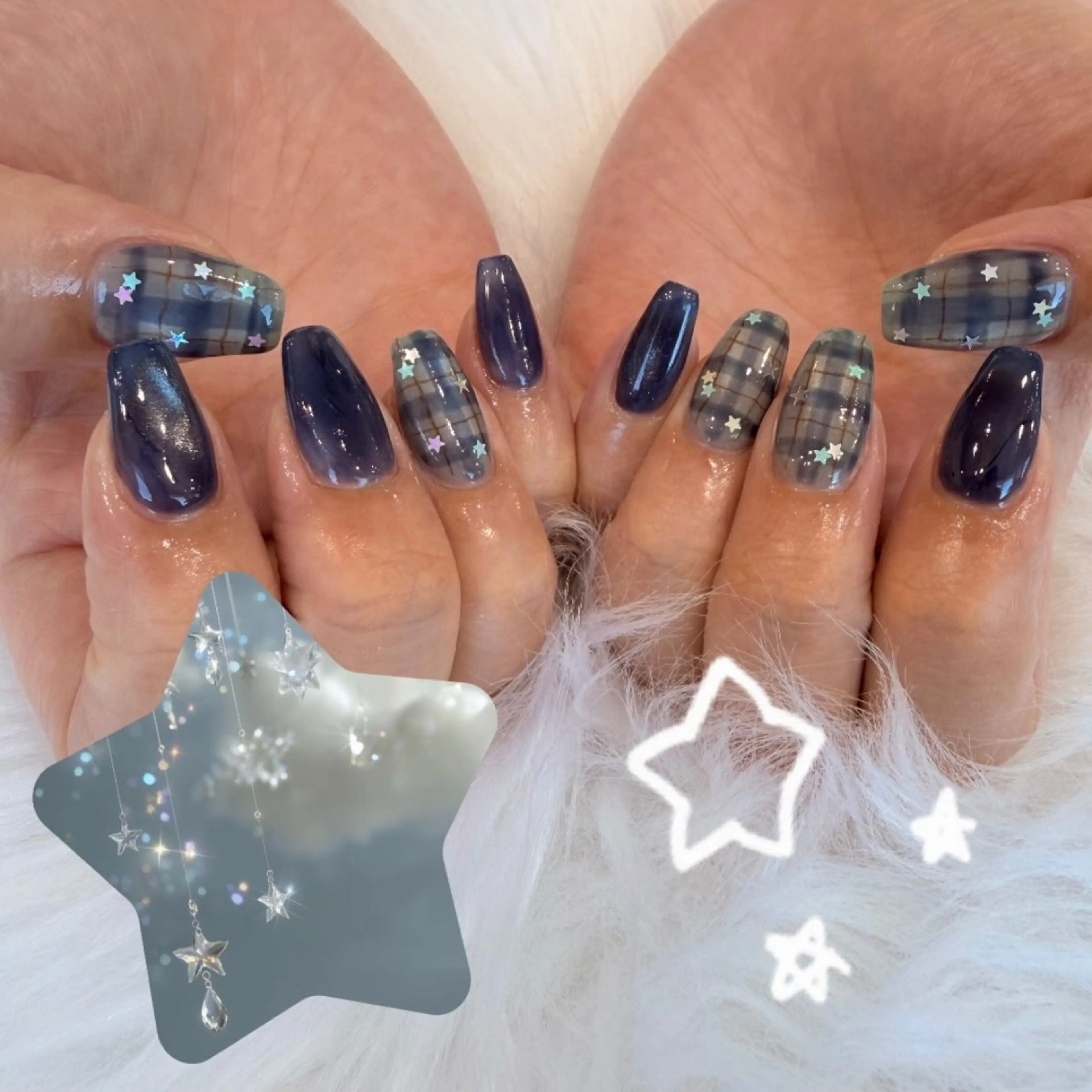 ネイル ホログラムネイル マグネットネイル ハンドネイル 阿部 ほのかのネイルデザイン