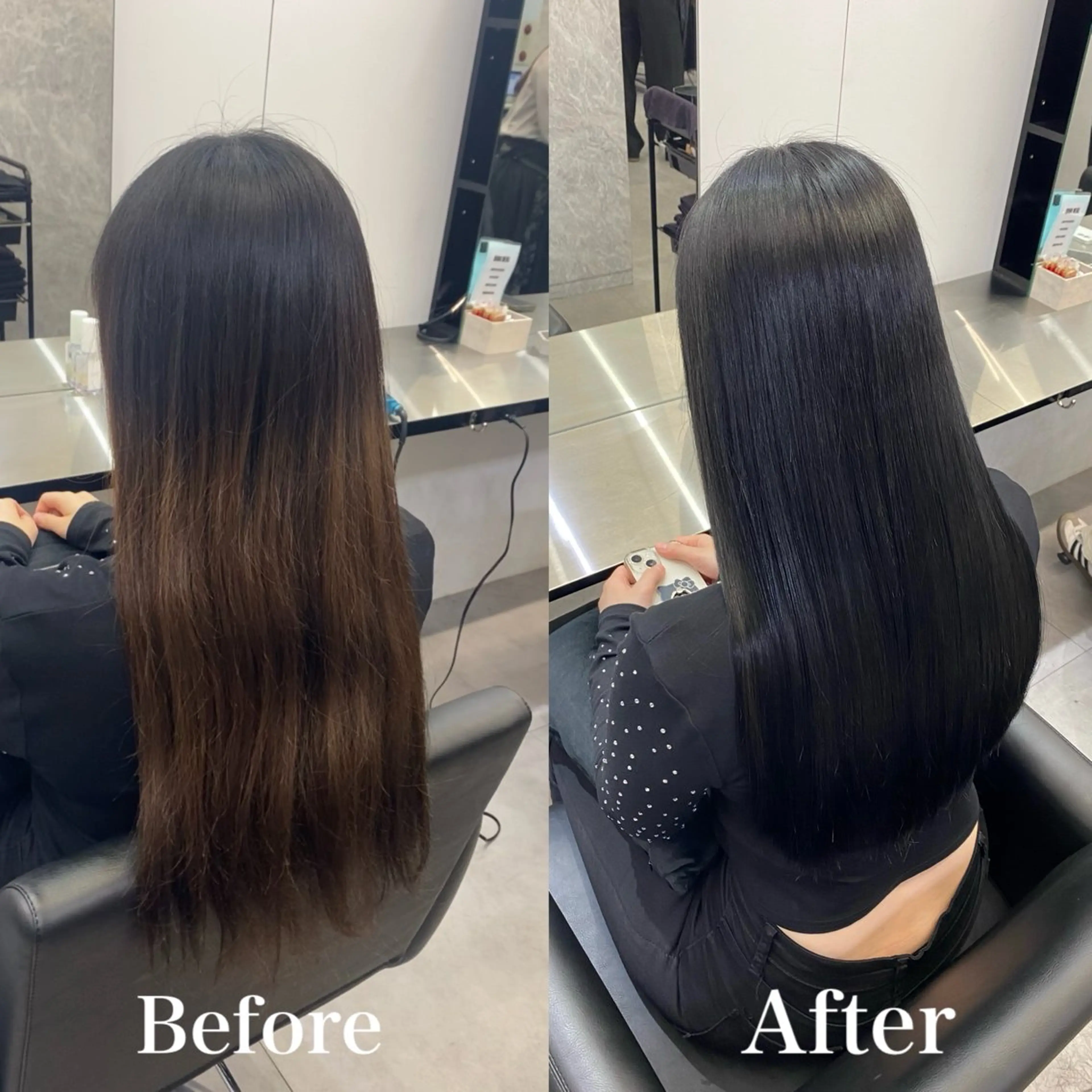 【✨髪質改善フルコースmenu✨】酸性縮毛矯正+ケアcolor+高濃度水素パウダーTR+cut🫧の写真