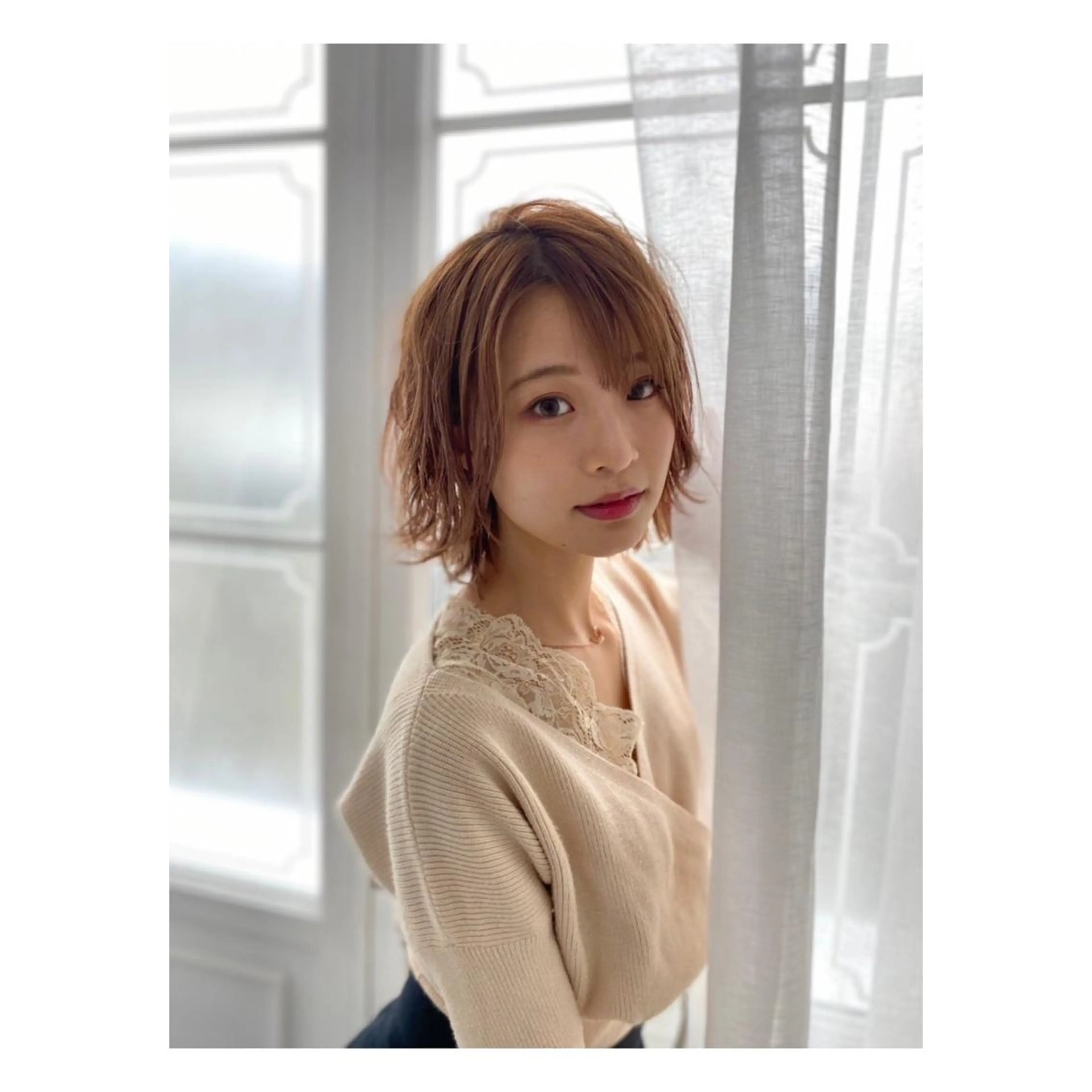 ミディアム パーマ カット ヘアカラー 菊池大一 溝の口パーマのヘアスタイル