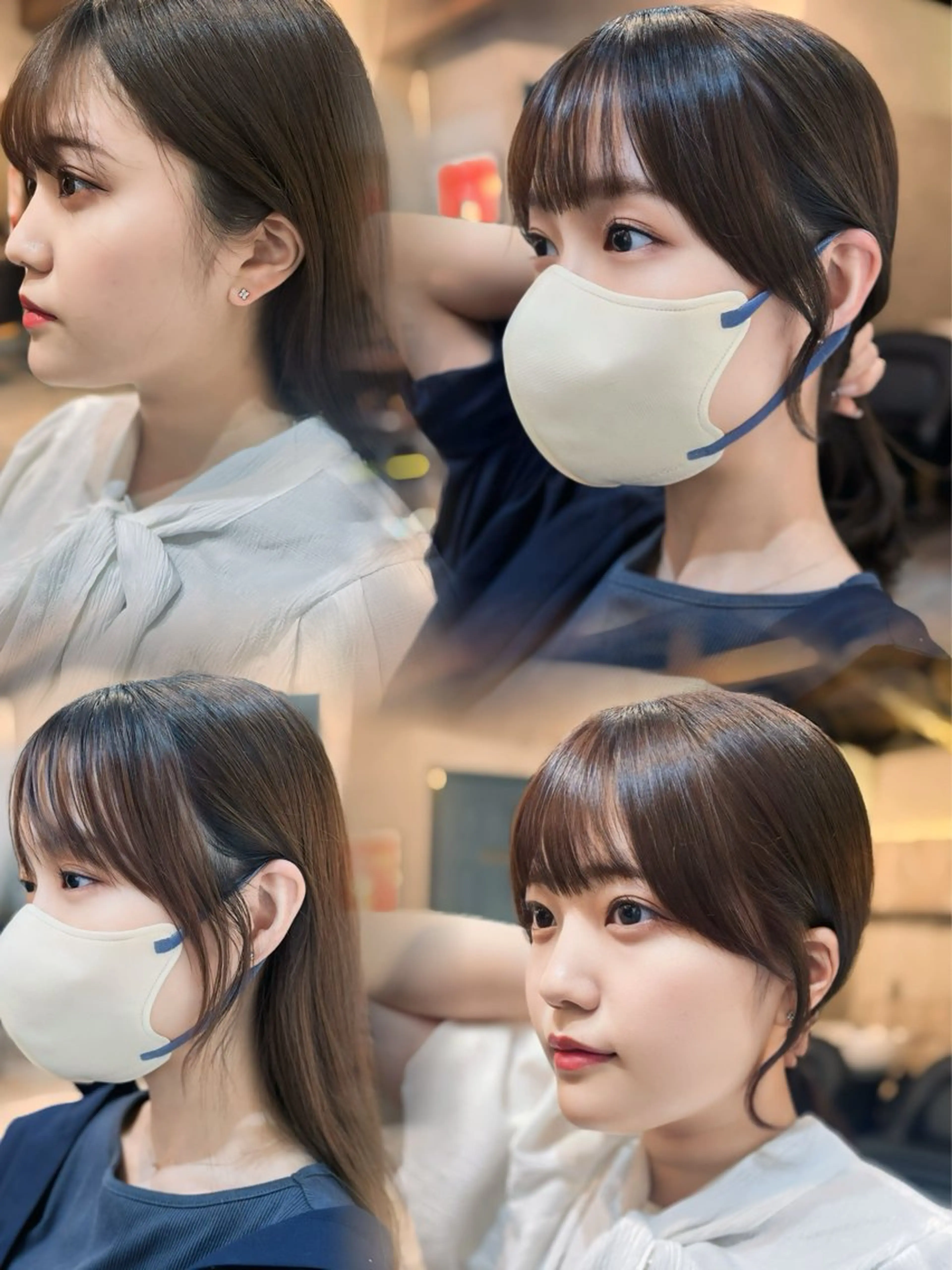 セミロング カラー ボブ 顔周りカット 髪質改善 レイヤーカット おくれ毛 カット ヘアカラー トリートメント 顔周りカット× 髪質改善【リョウ】のヘアスタイル