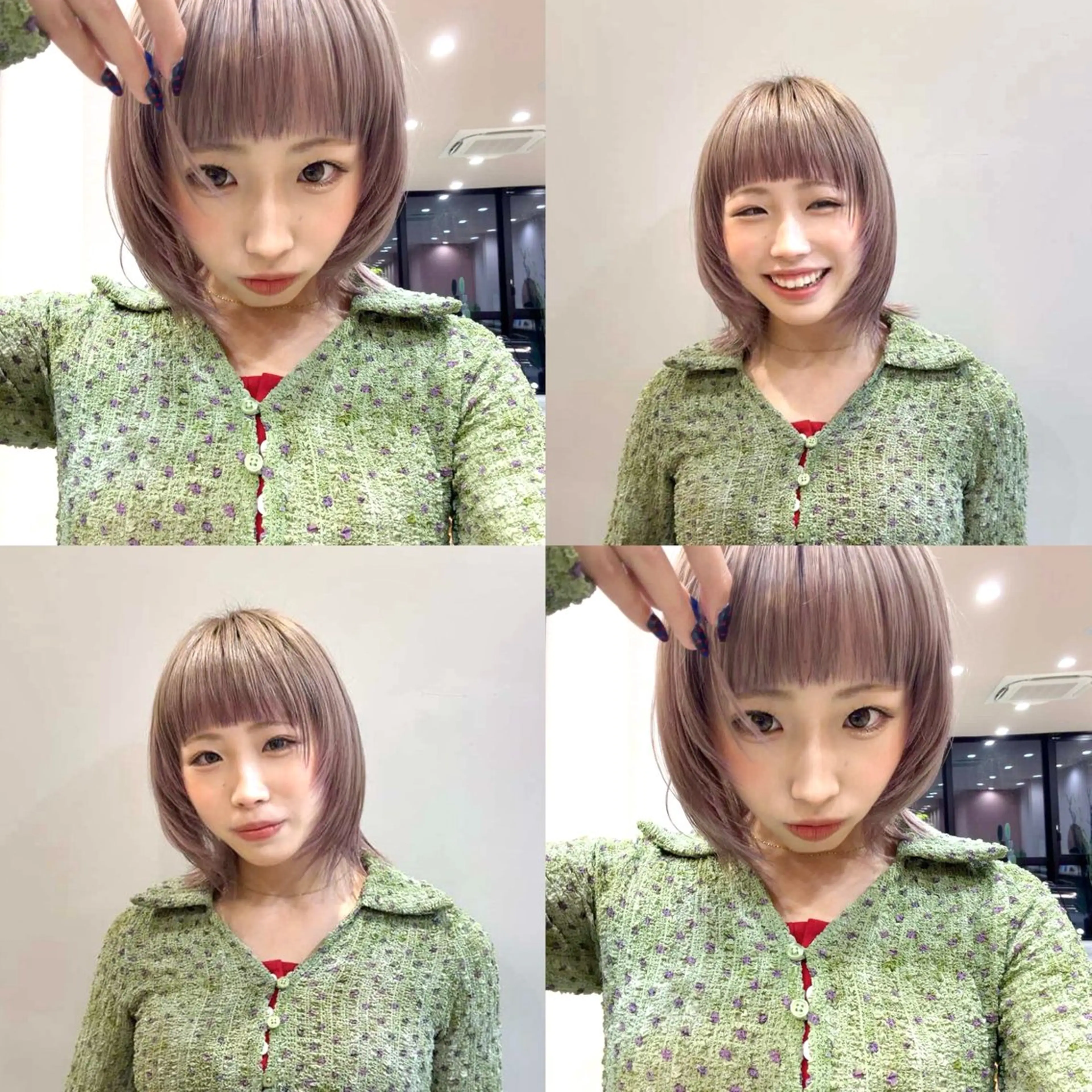 ミディアム ラベンダーベージュ ヘアカラー 透明感カラー 🌱多田 望花のヘアスタイル