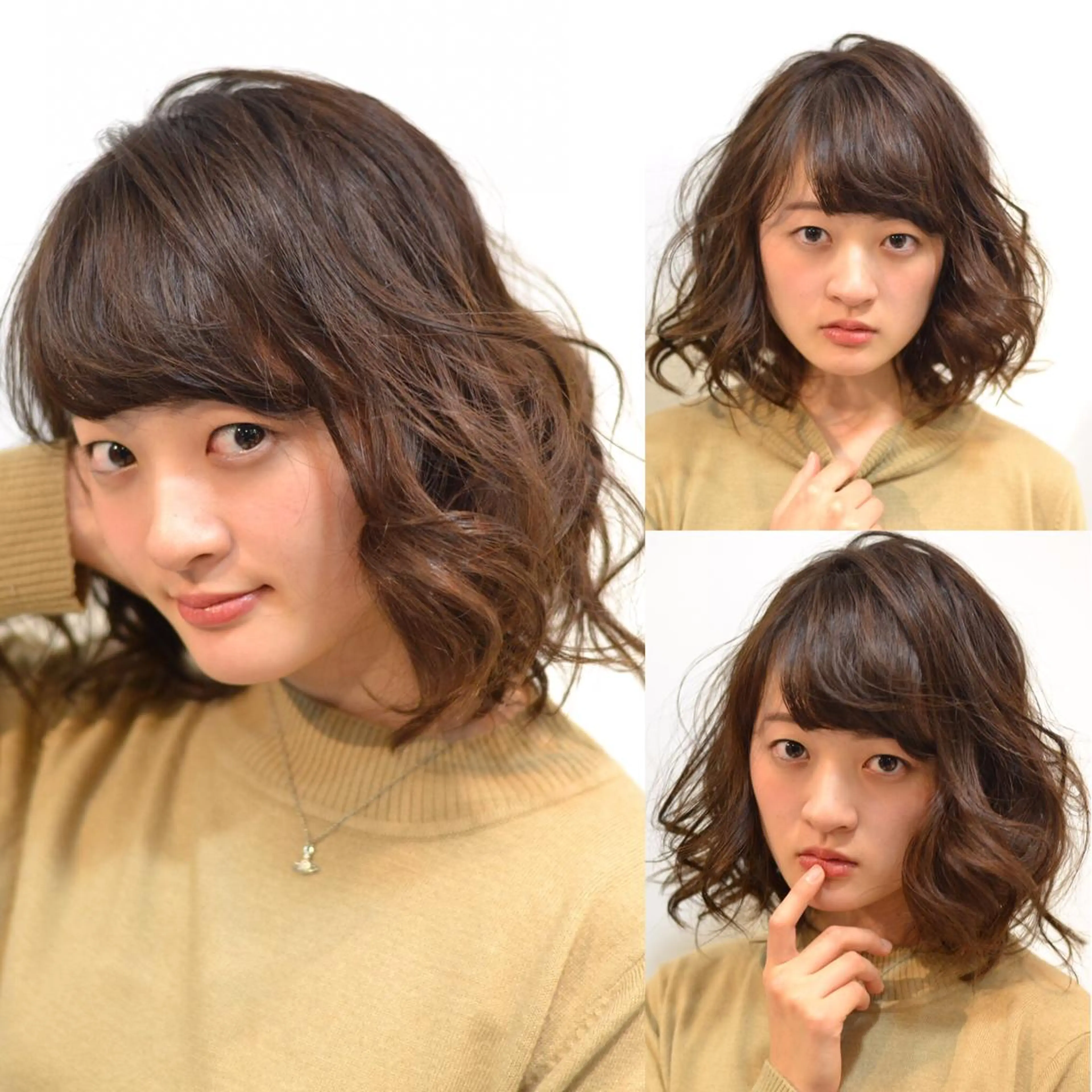 ミディアム カラー パーマ 大木 拓瑞のヘアスタイル