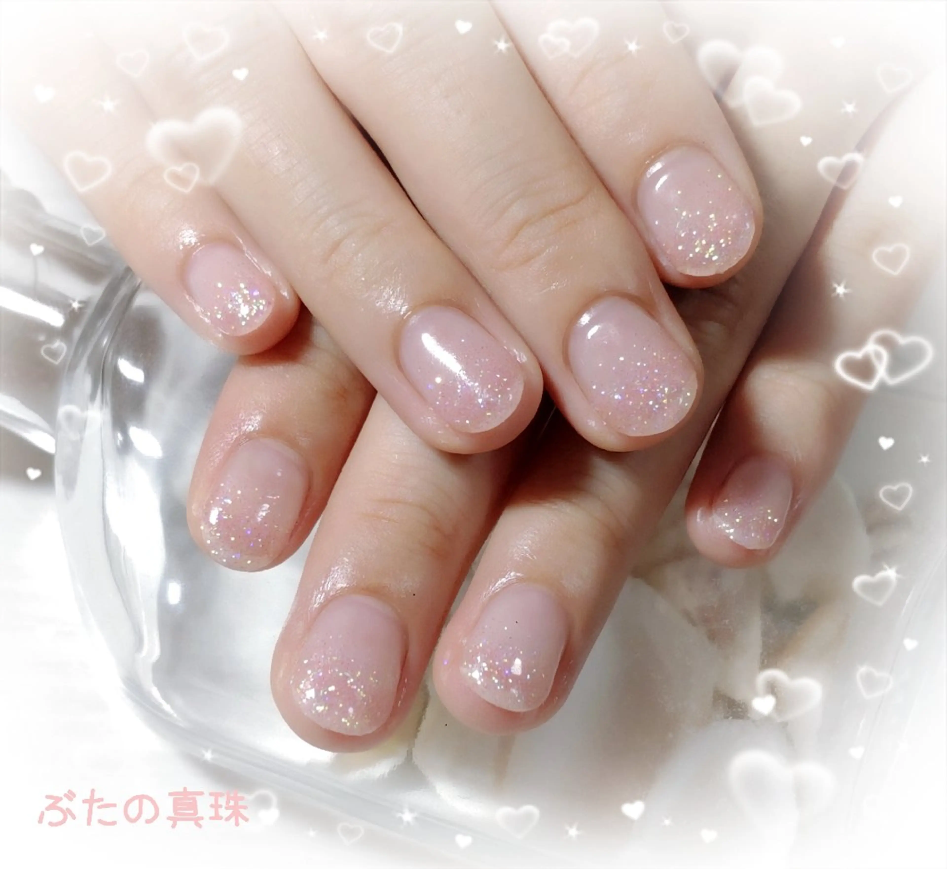 ネイル ラメ(グリッター) ラメグラデーション ピンク ハンドネイル 林 珠里のネイルデザイン