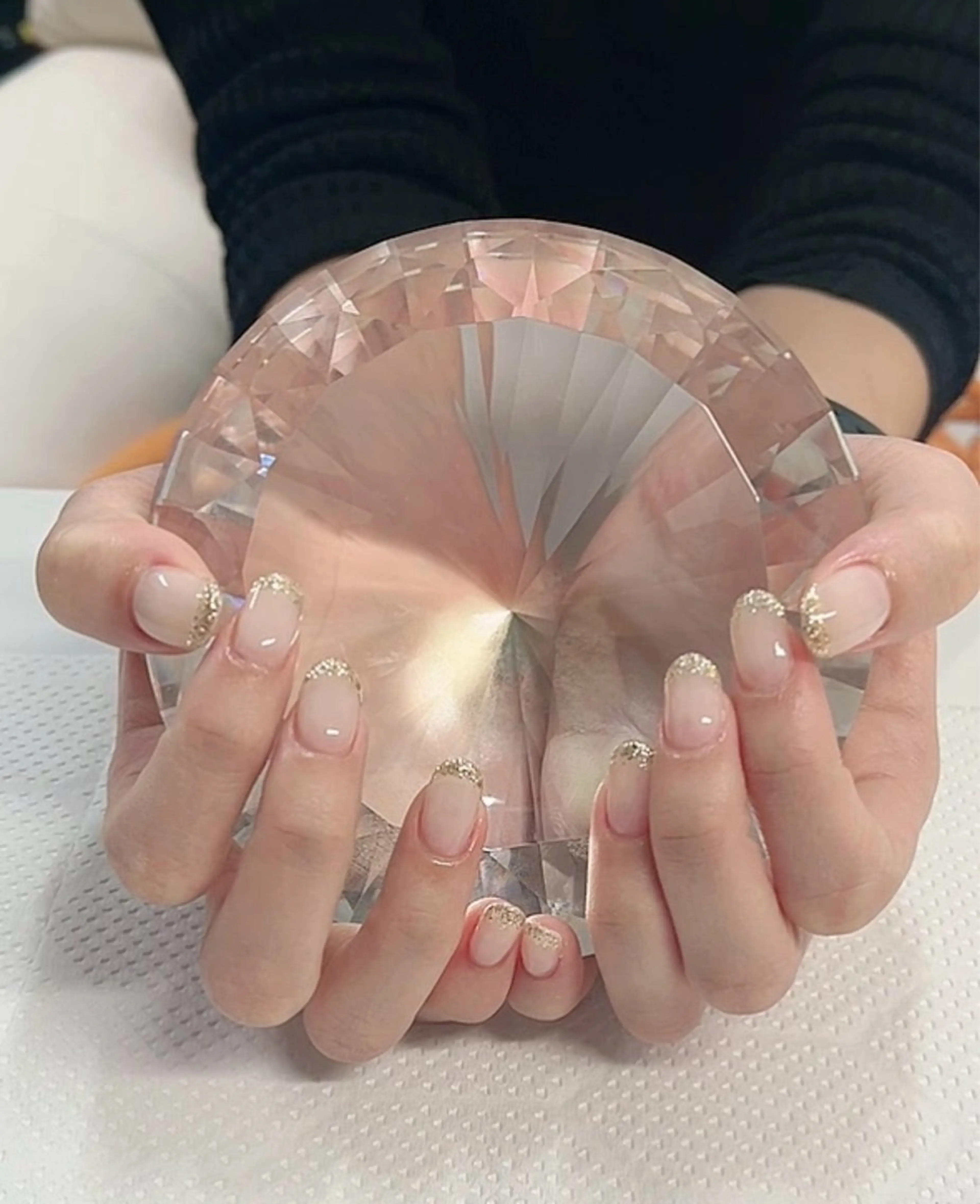 ネイル フレンチネイル ジェルネイル ラメ(グリッター) MORE所属・✨MORE✨ 藤井寺🌿のネイルデザイン