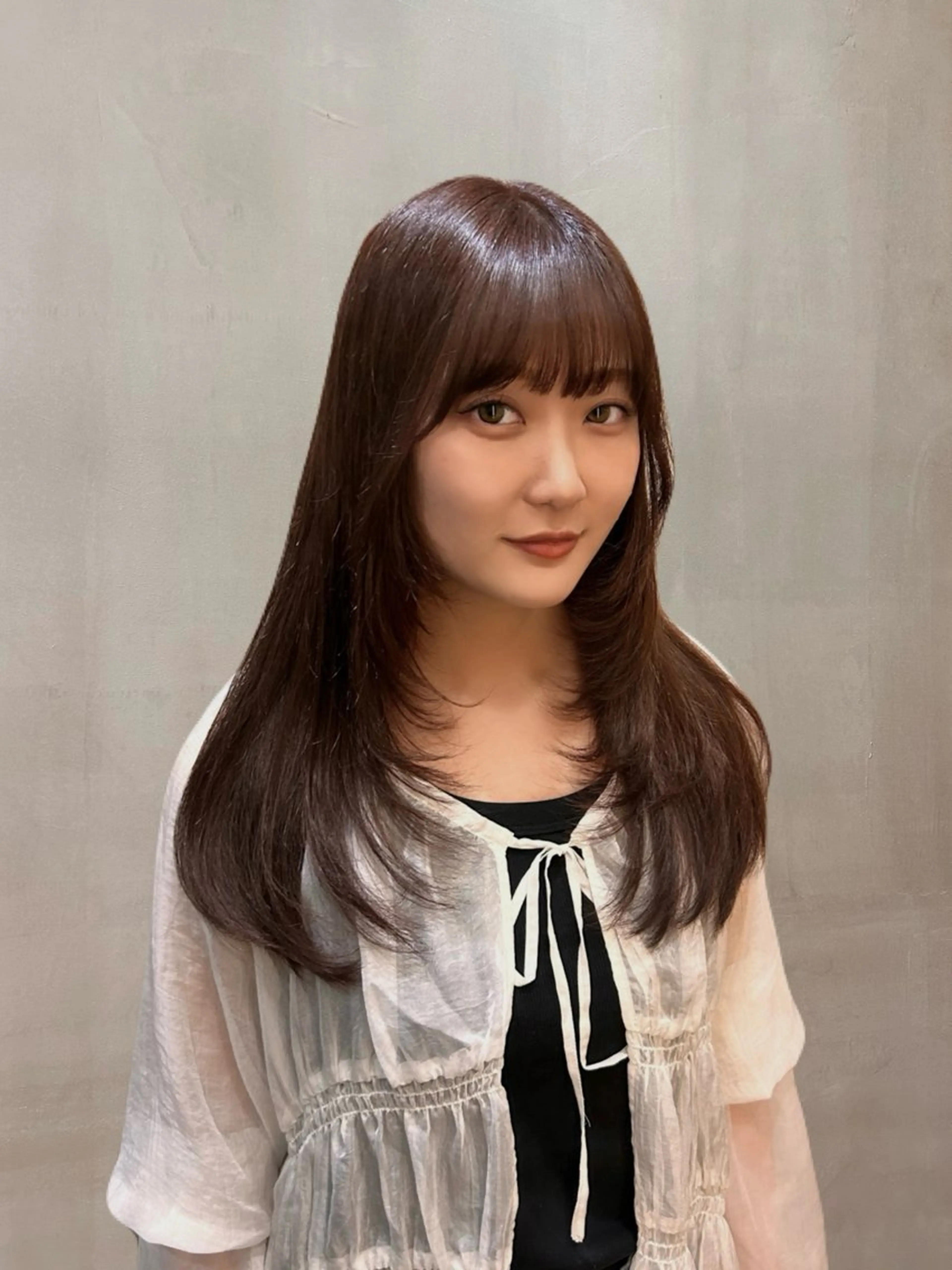 セミロング カラー 韓国×髪質改善カラー 💎hinaのヘアスタイル