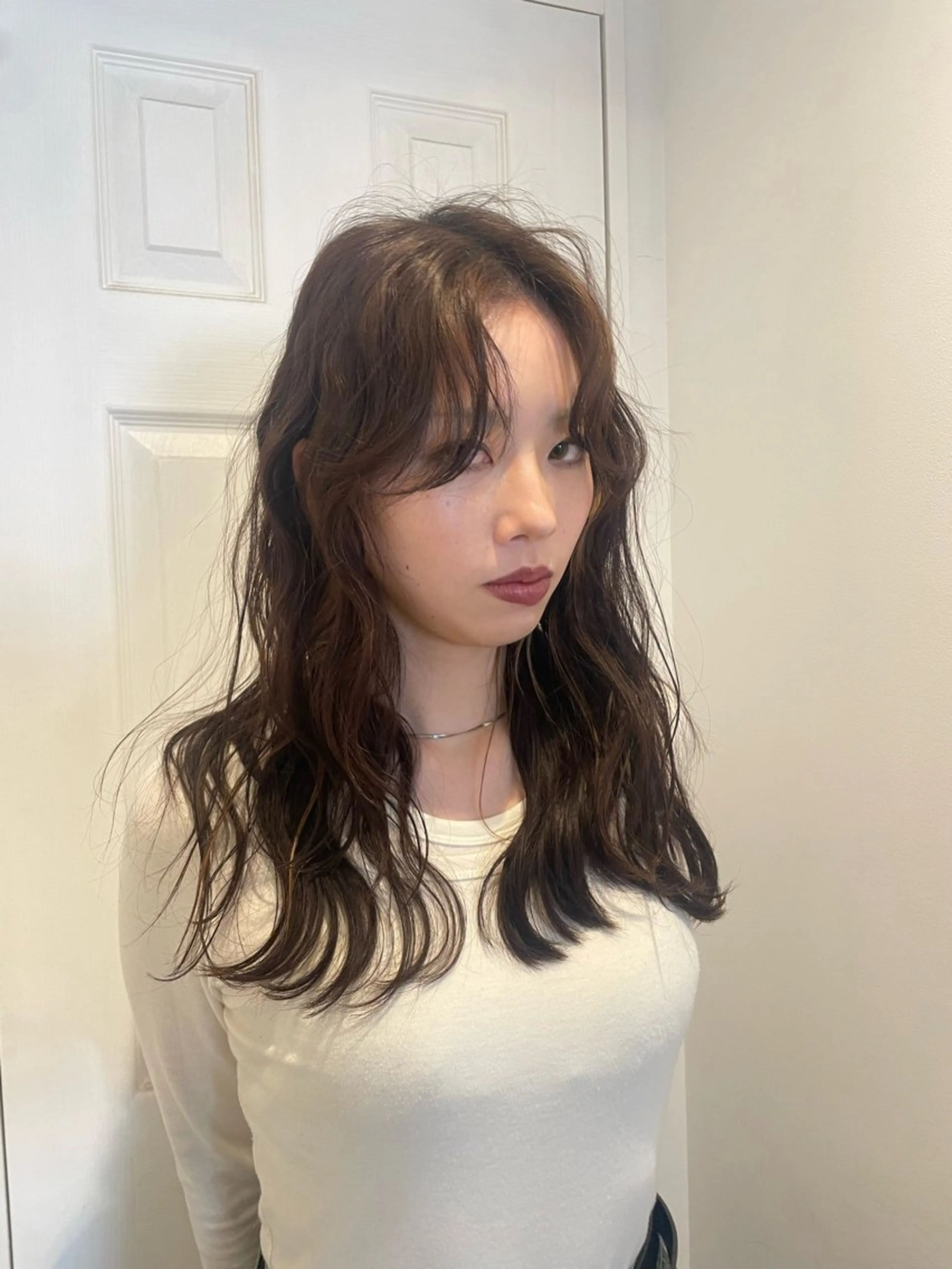 セミロング カラー パーマ カット ヘアカラー ゆるふわガーリーst yle🩰yuukaのヘアスタイル