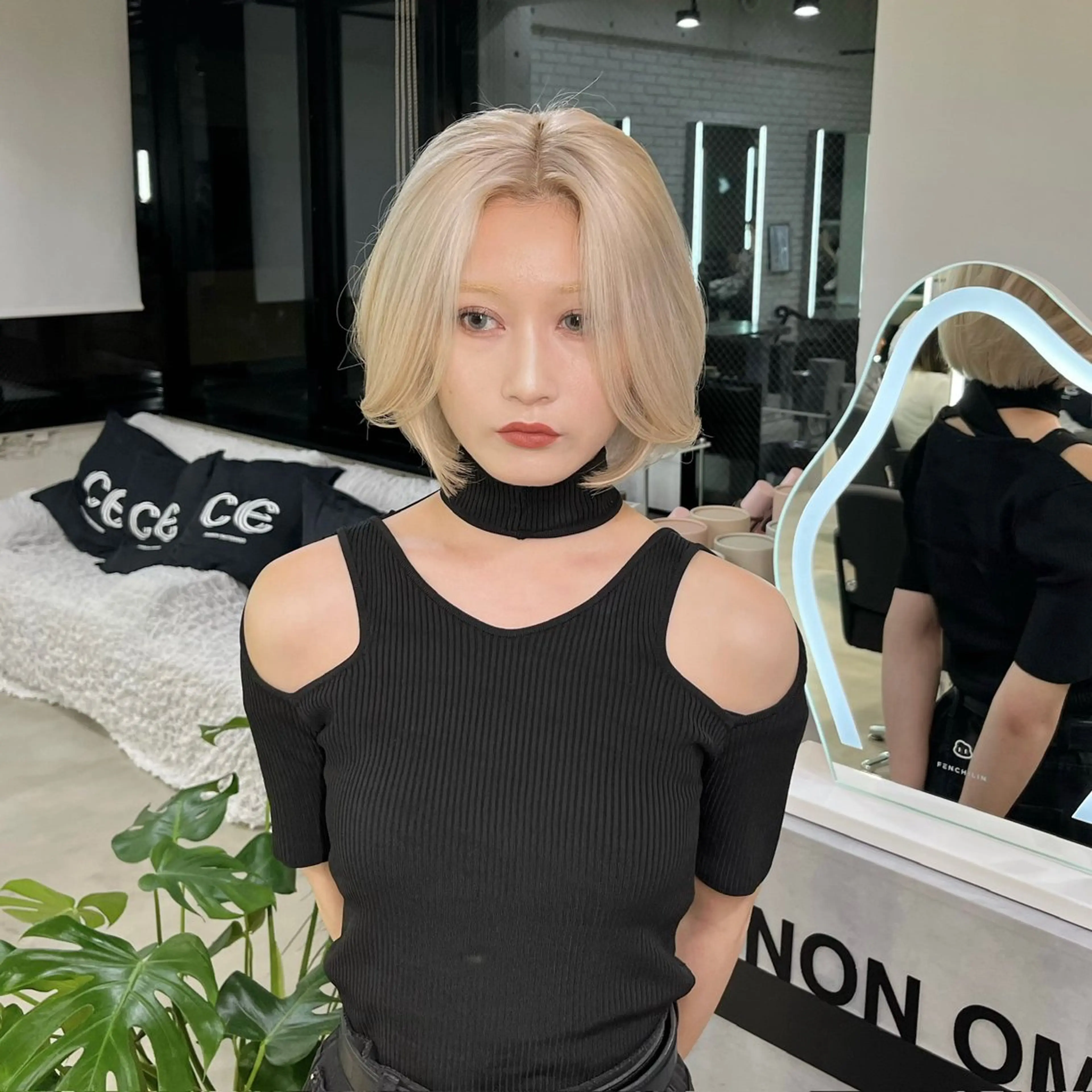 ミディアム カラー ハイトーンカラー ボブ 顔周りカット 韓国風ヘア カット ヘアカラー 韓国ボブ☆メンズ カットYUTOのヘアスタイル