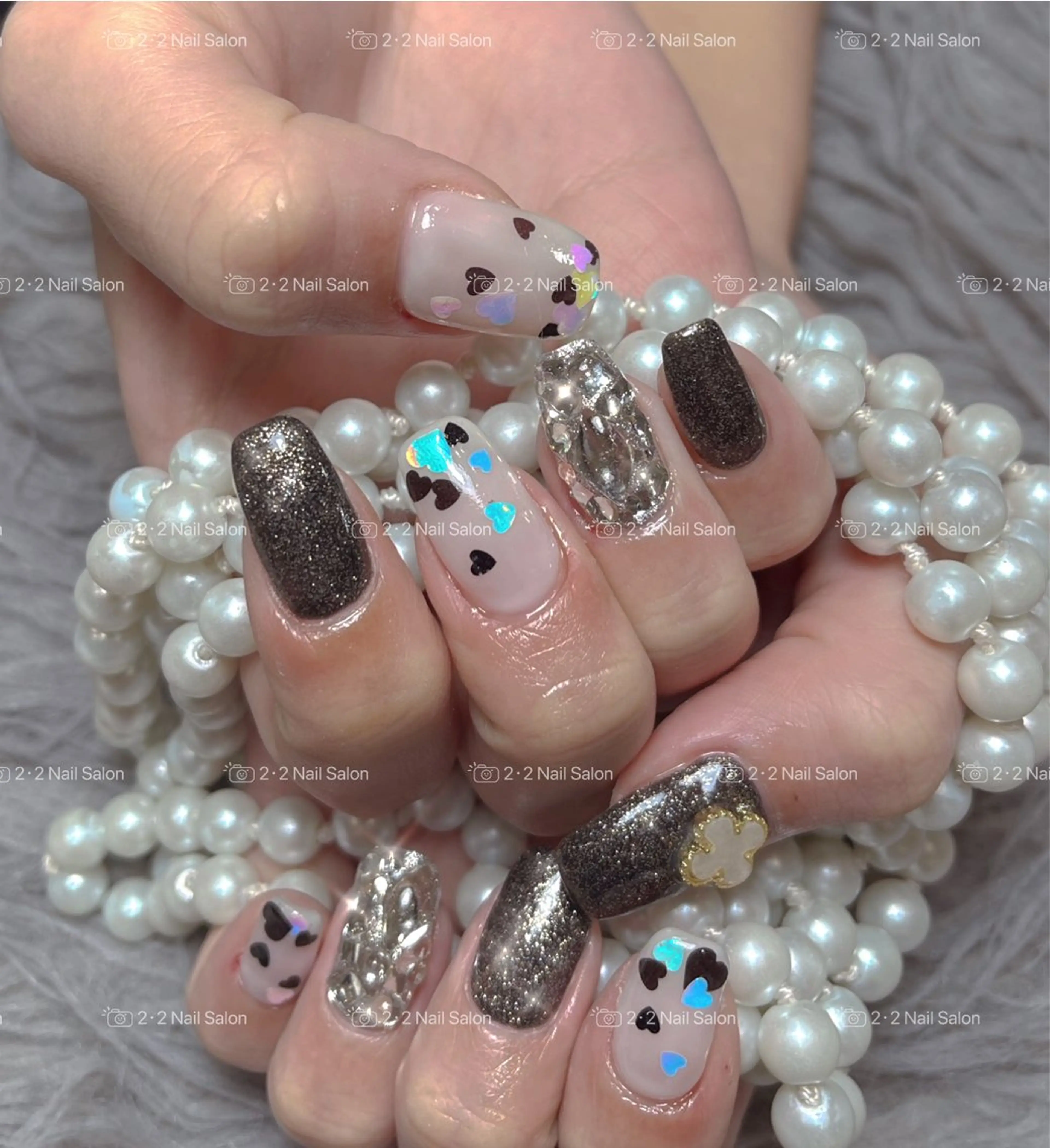 ネイル Shis_🦄shi 韓国風キラキラネイルのネイルデザイン