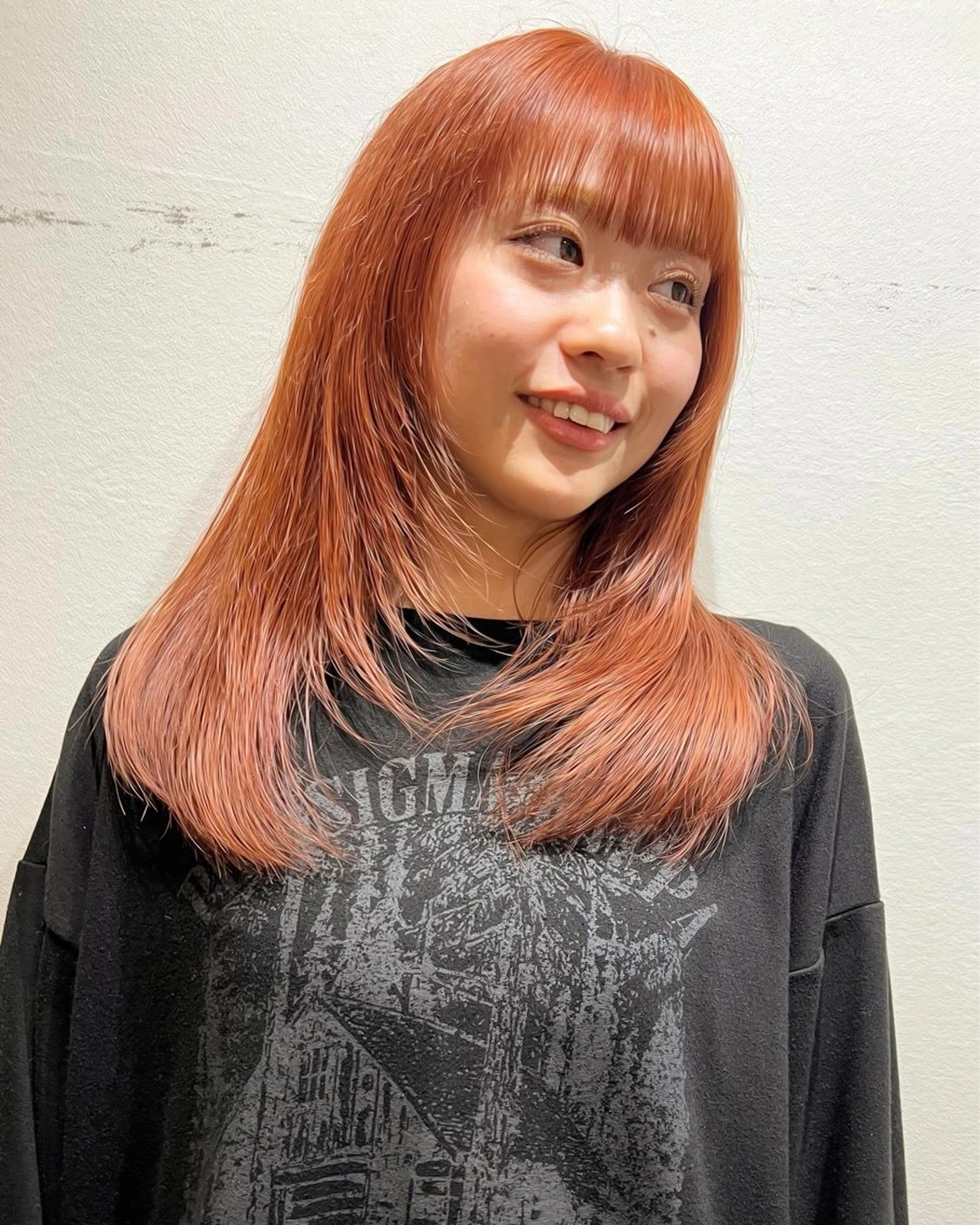 ロング カラー オレンジ レイヤーカット ヘアカラー カラーパティシエ facce🌼ikoのヘアスタイル