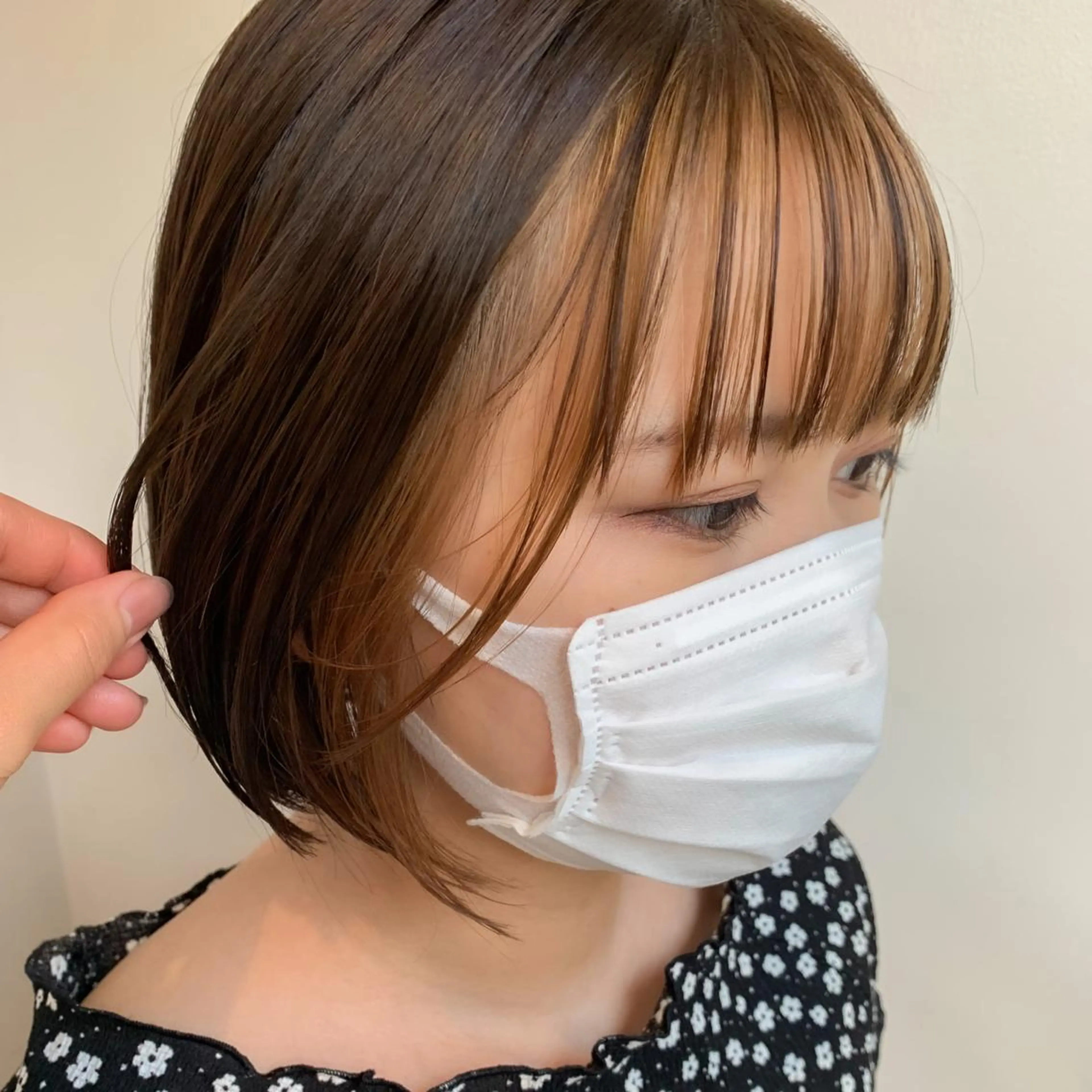 ミディアム カラー ミストバング フェイスフレーミング ヘアカラー トリートメント "小顔カット" Fuko.のヘアスタイル