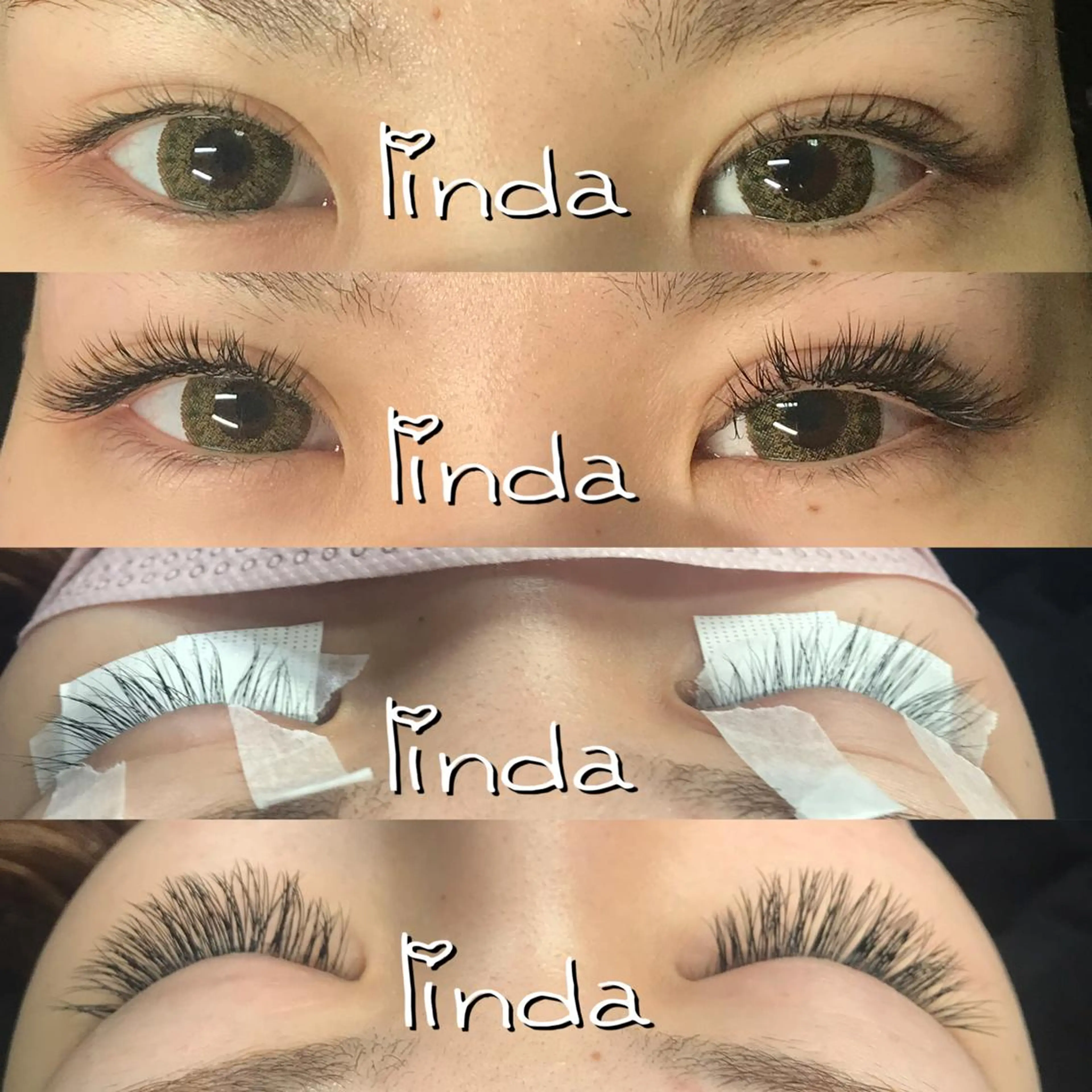 マツエク・マツパ 付け放題 フラットラッシュ Jカール linda lashesのマツエク・マツパデザイン