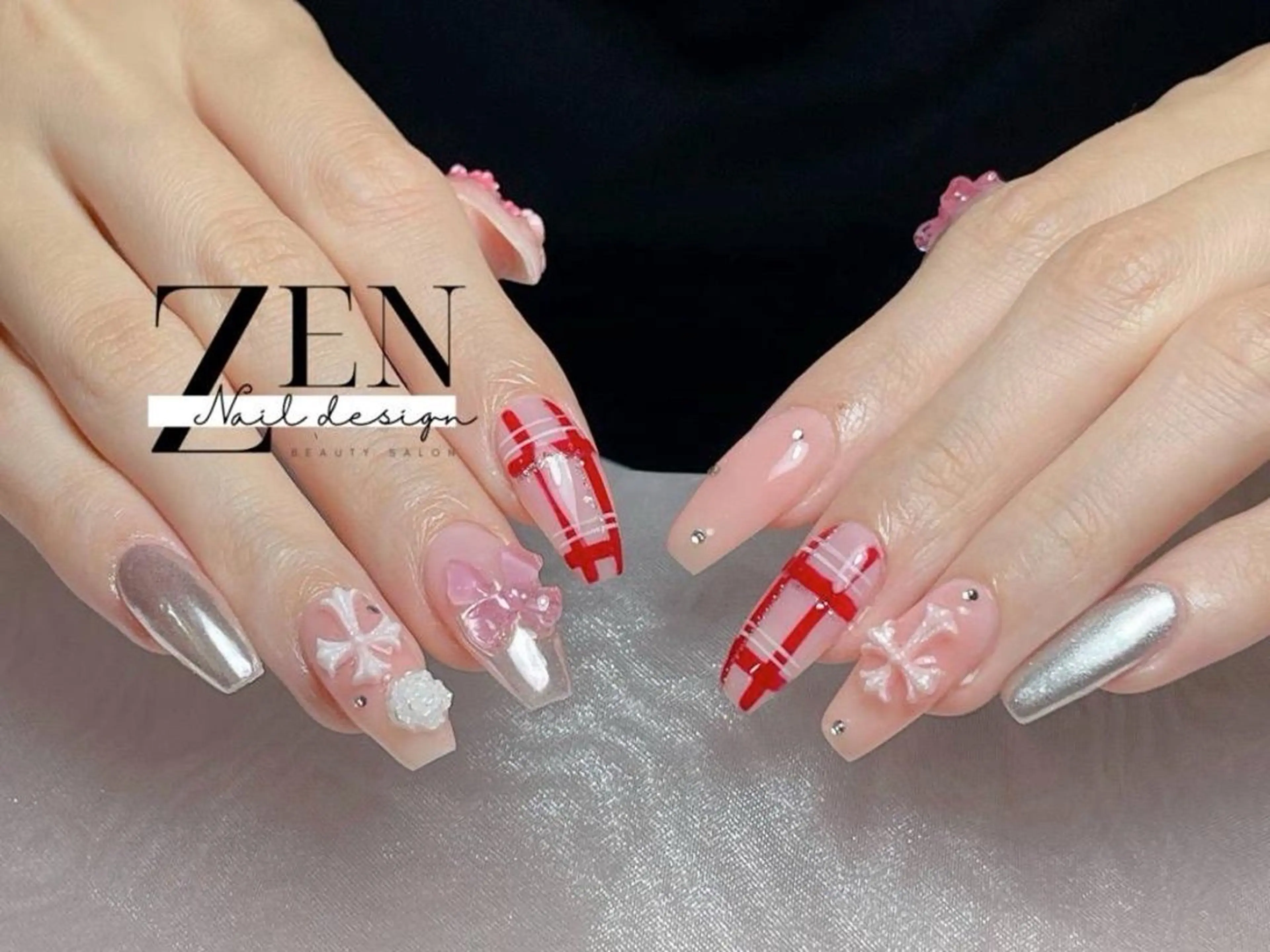 ネイル チークネイル 長さ出し フレンチネイル 韓国ネイル マグネットネイル ハンドネイル Zen Nail Design 池袋のネイルデザイン