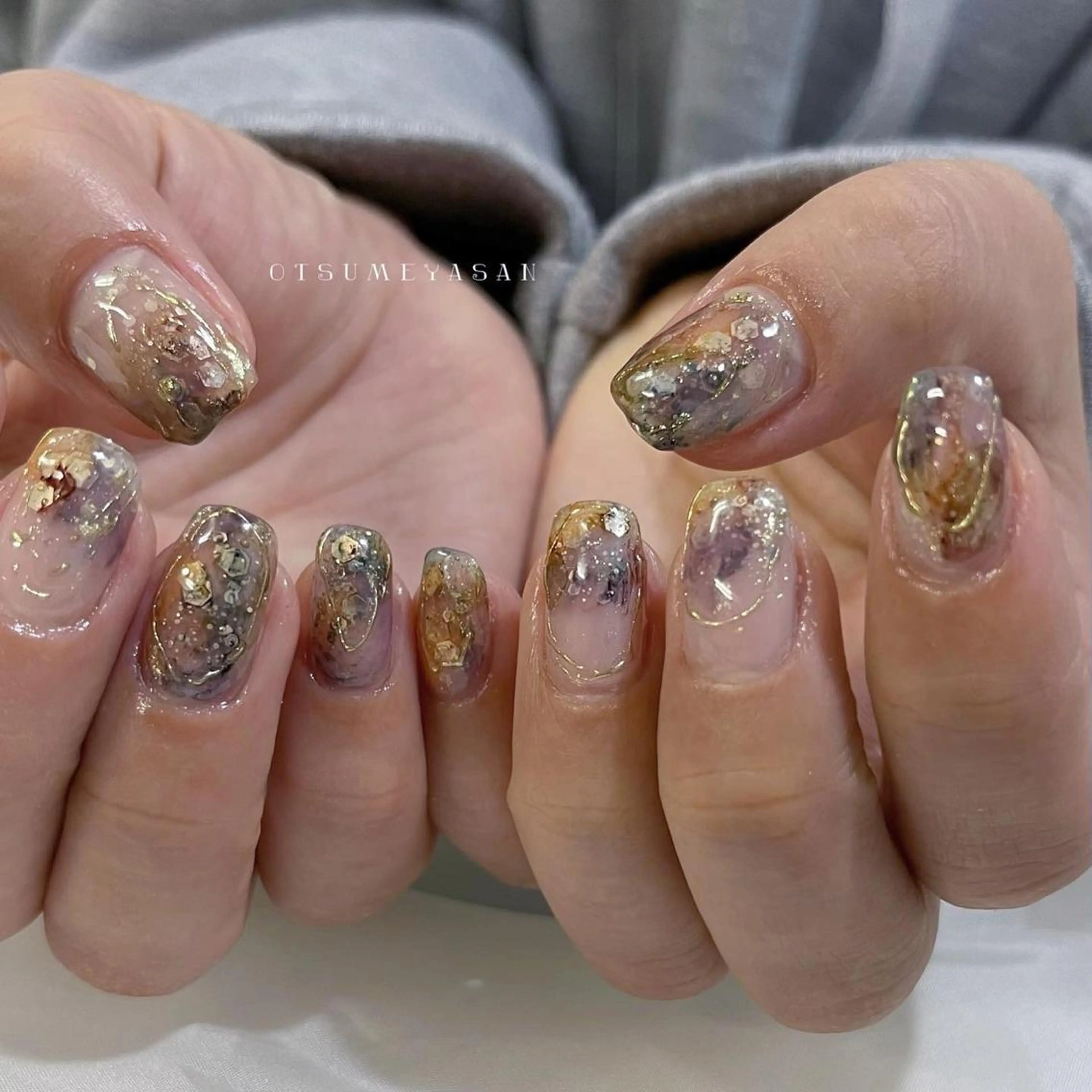 ネイル オーロラネイル ブルー ジェルネイル 韓国ネイル マグネットネイル otsumeyasan所属・わたなべ ちかのネイルデザイン