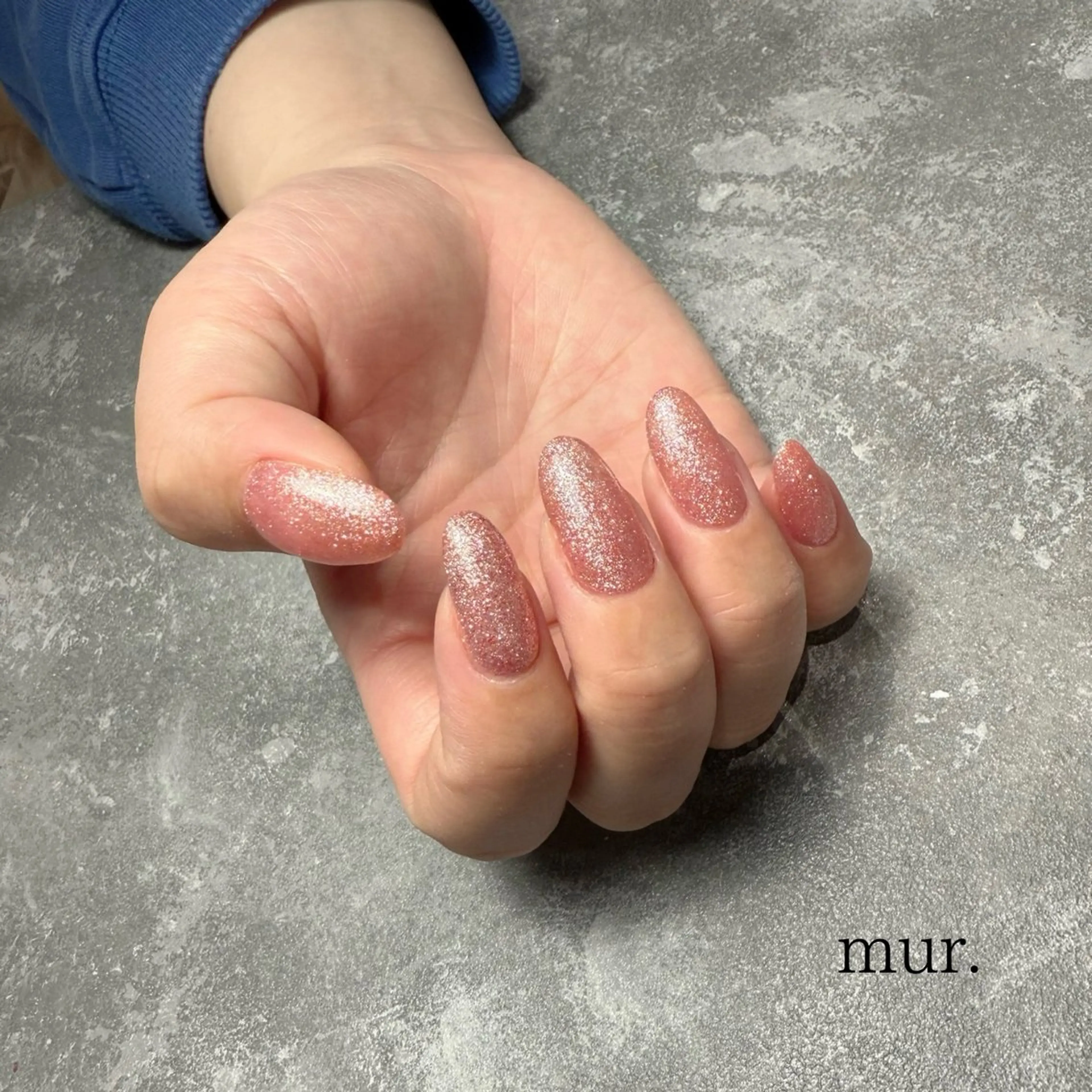 ネイル ラメ(グリッター) ワンカラーネイル ピンク 春ネイル ハンドネイル nail salon　mur.所属・mur. harukaのネイルデザイン