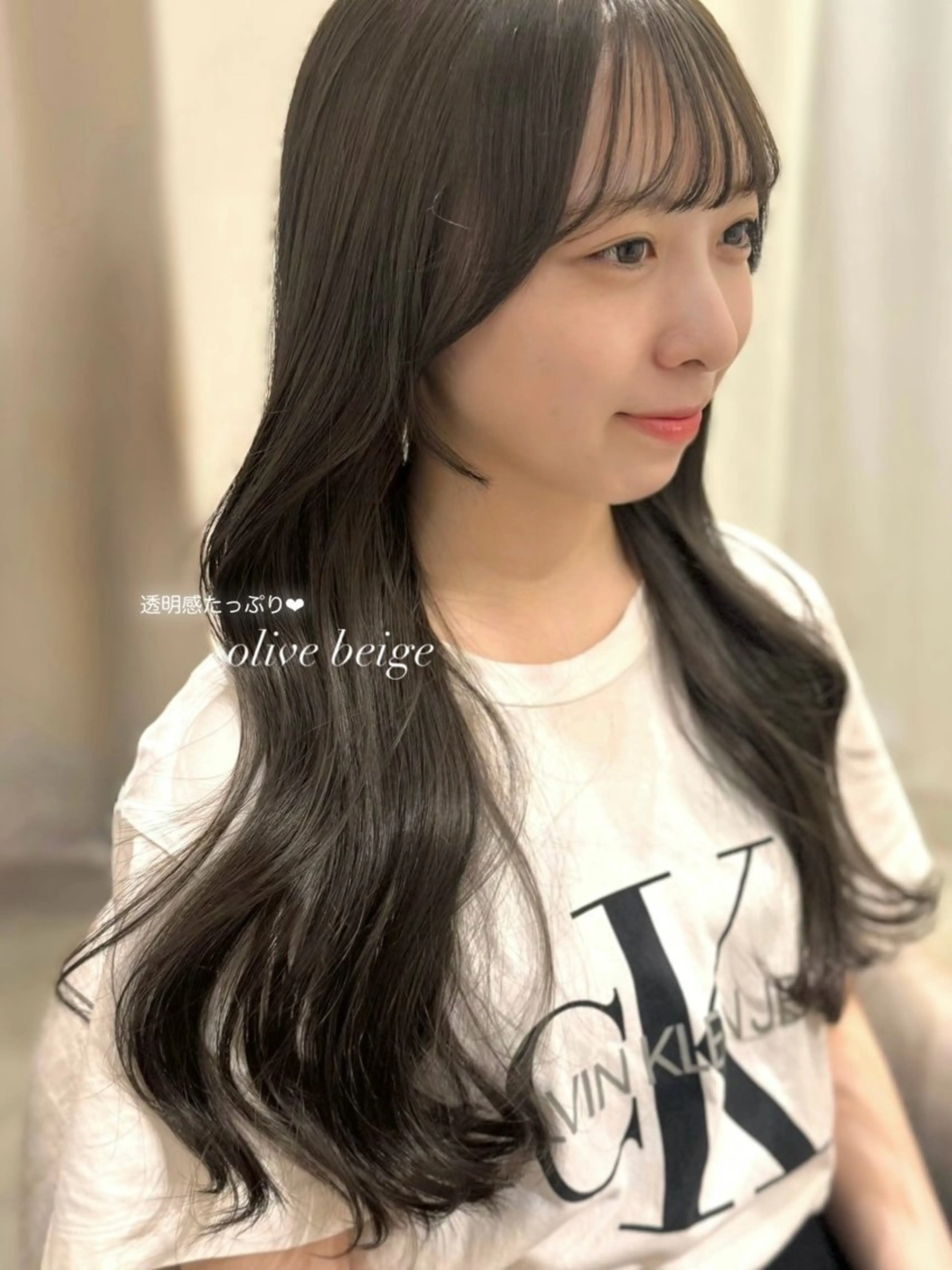 ロング カラー カット ヘアカラー トリートメント mareka/顔周り /透明感カラー🤍のヘアスタイル