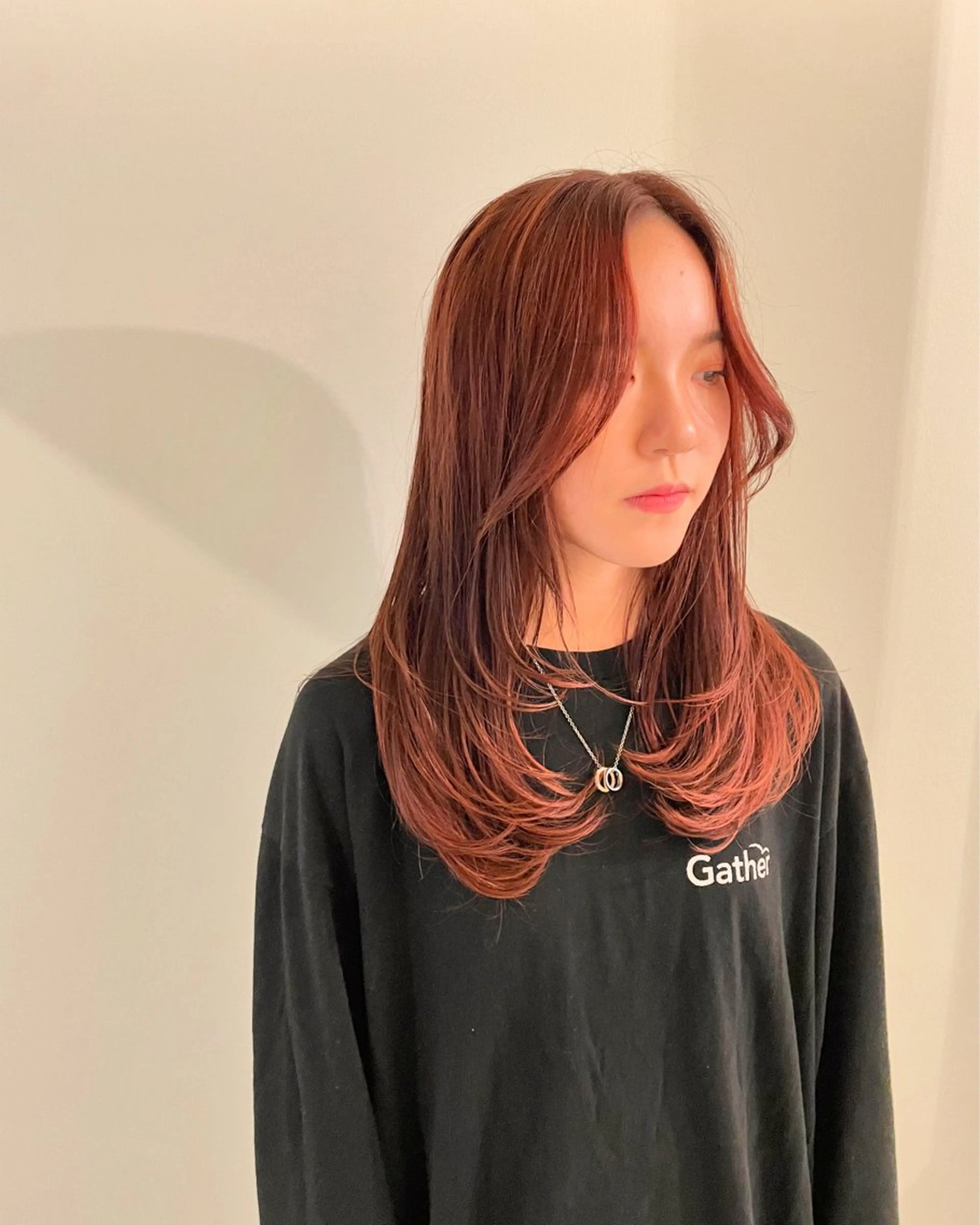 ミディアム カラー ブラウンカラー ピンクカラー ピンクブラウン レイヤーカット ニュアンスカラー🫧 加納のヘアスタイル