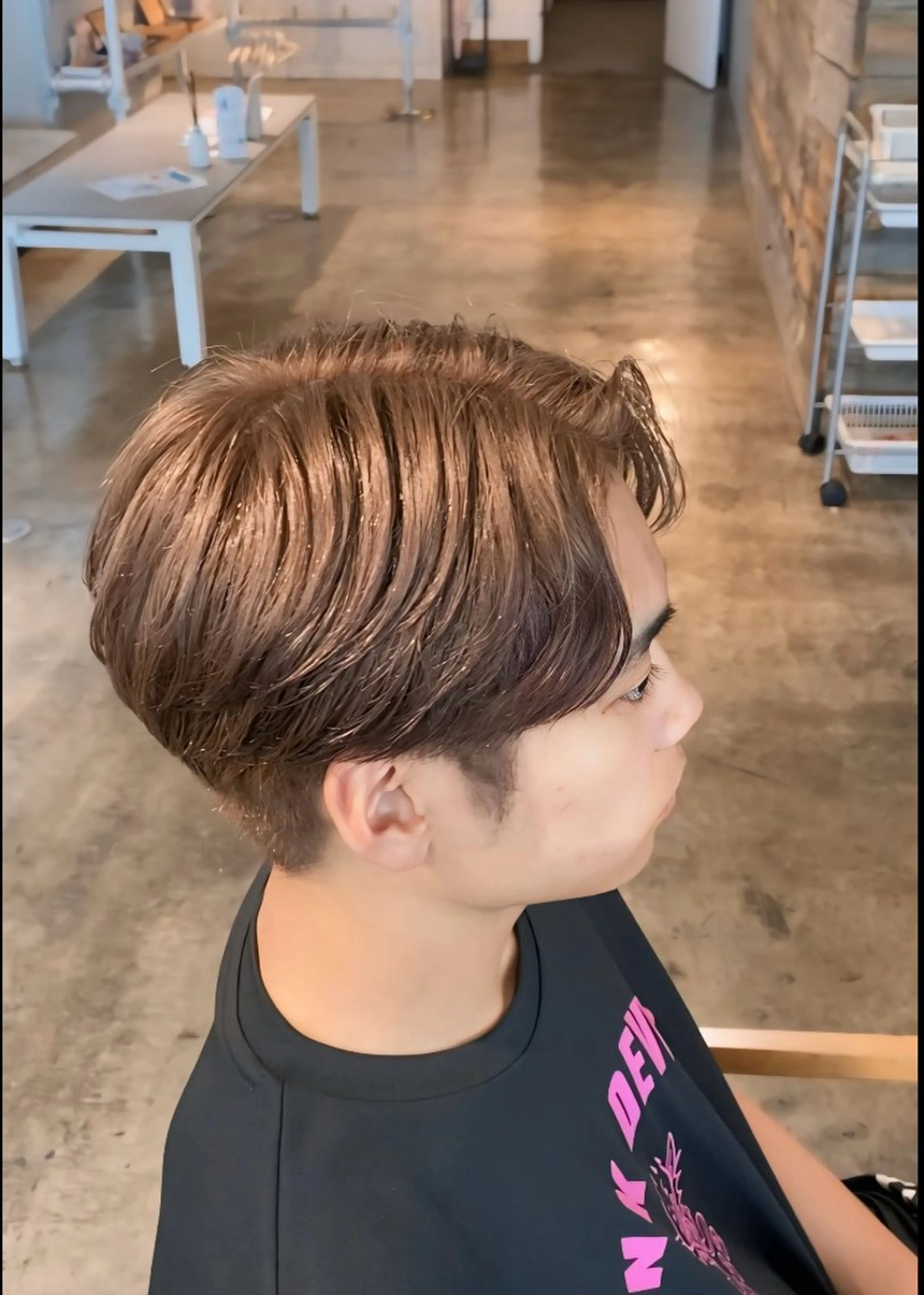 ショート カラー メンズ ブラウンカラー ミルクティーブラウン メンズパーマ 特化/中川拓也のヘアスタイル