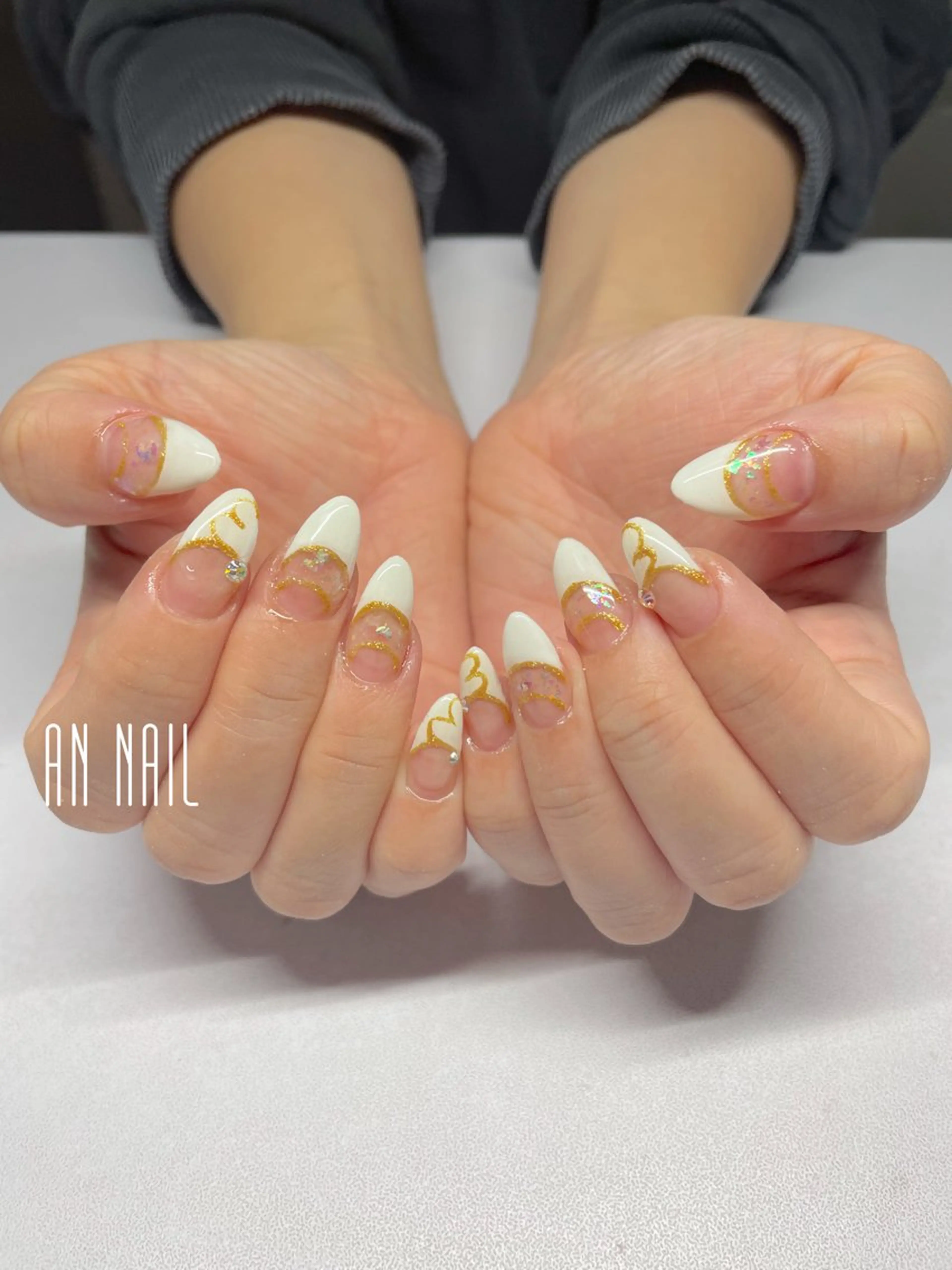 ネイル フレンチネイル ハート 持ち込み ハンドネイル AN Nailのネイルデザイン