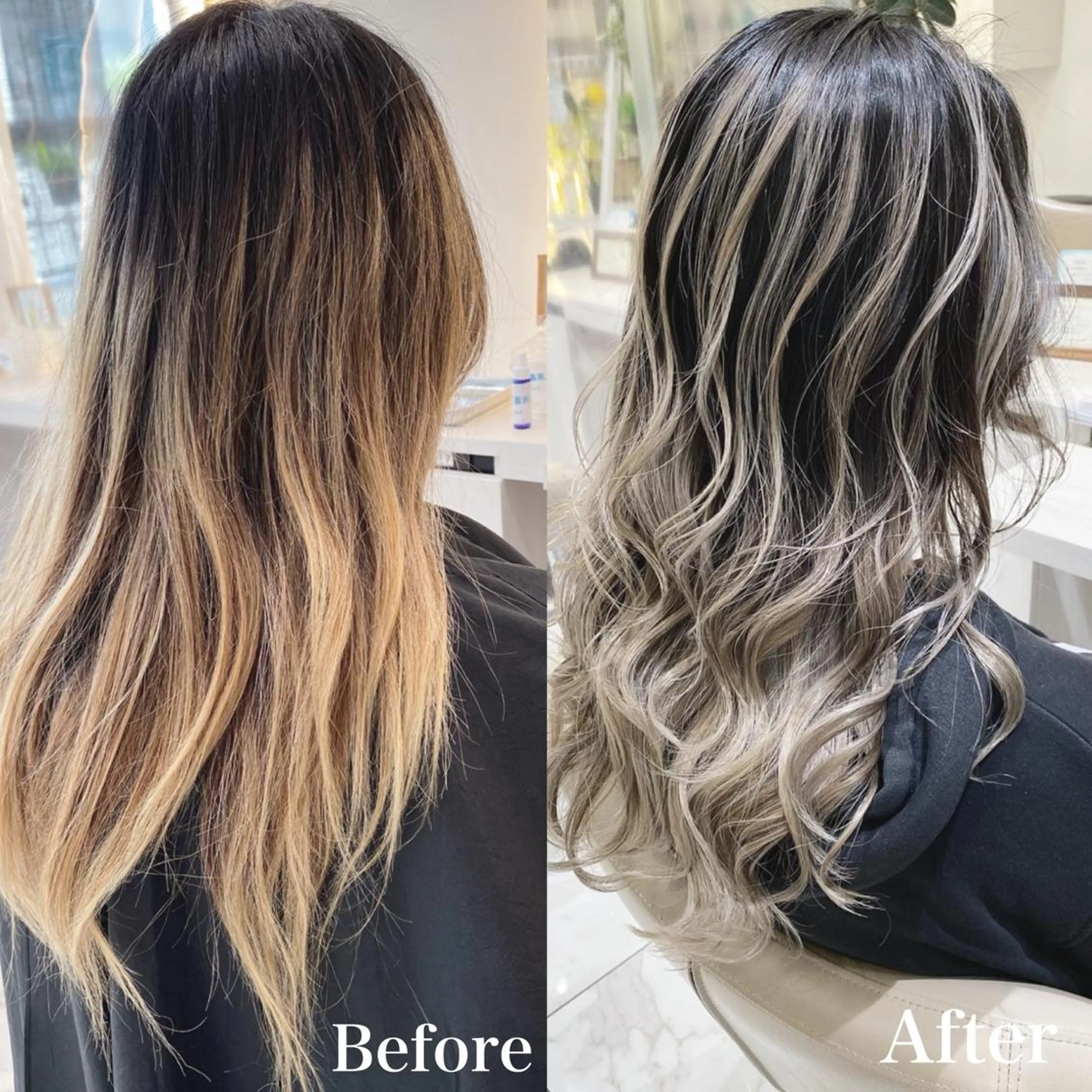 セミロング カラー バレイヤージュ 髪質改善 レイヤーカット カット ヘアカラー トリートメント 山崎俊輔/髪質改善 /バレイヤージュのヘアスタイル