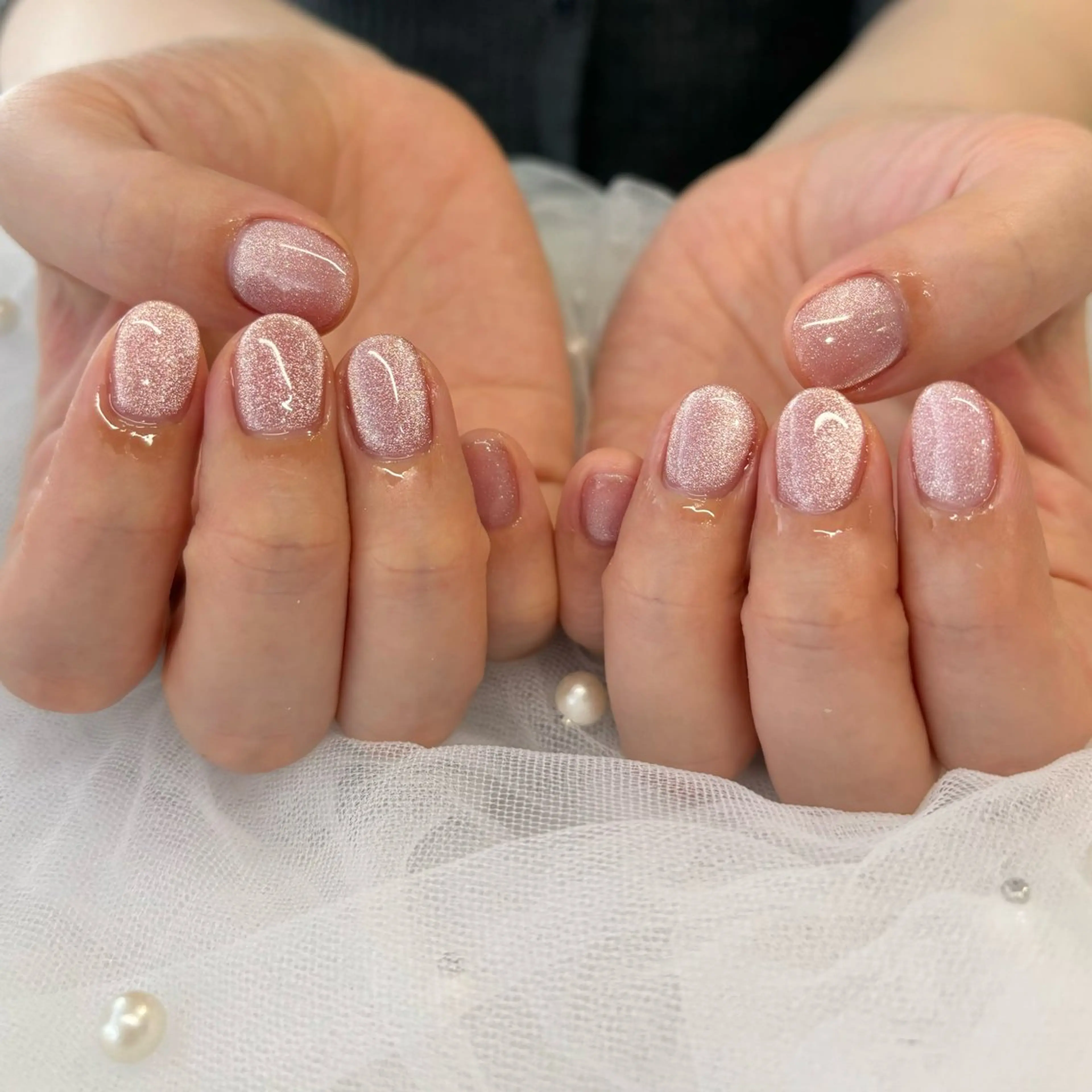 ネイル キラキラネイル ピンク ハンドネイル 荒巻 めいのネイルデザイン