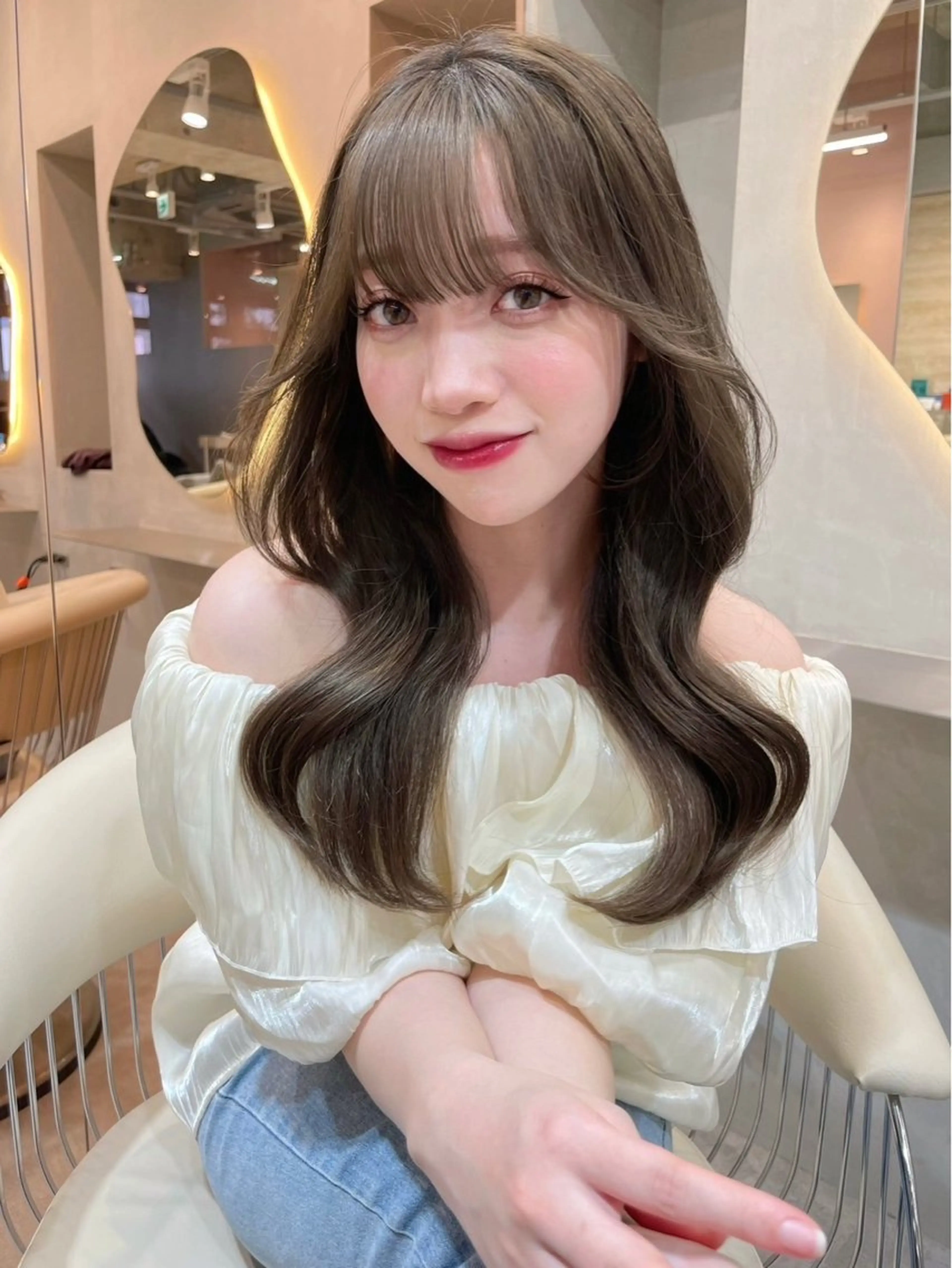 ロング くびれヘア レイヤーカット カット ヘアカラー レイヤー縮毛矯正 ささきすずね💗のヘアスタイル