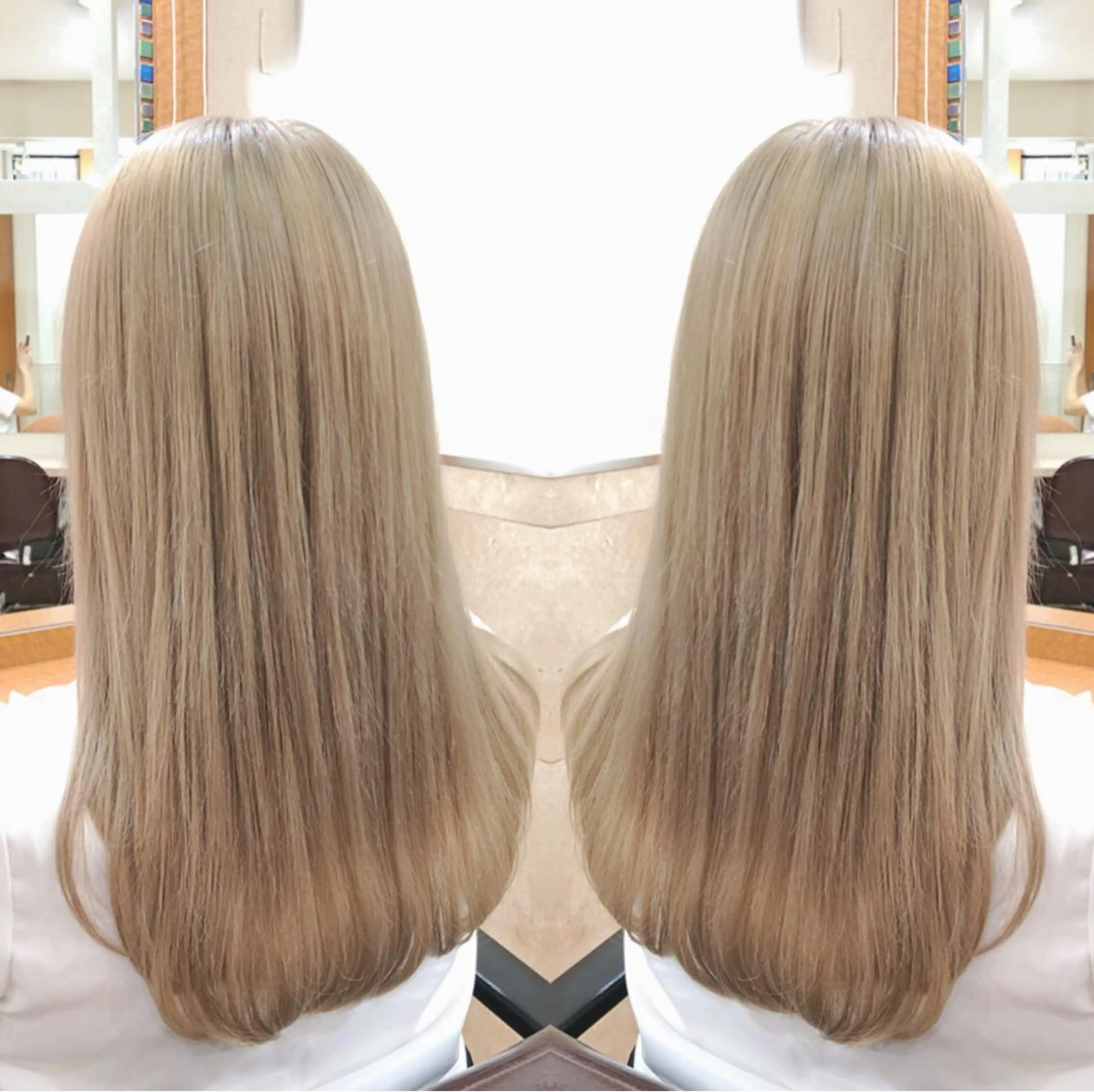 セミロング カラー ブリーチ ヘアカラー ヘアセット 韓国ヘア🤍髪質改善 🇰🇷AKANEのヘアスタイル