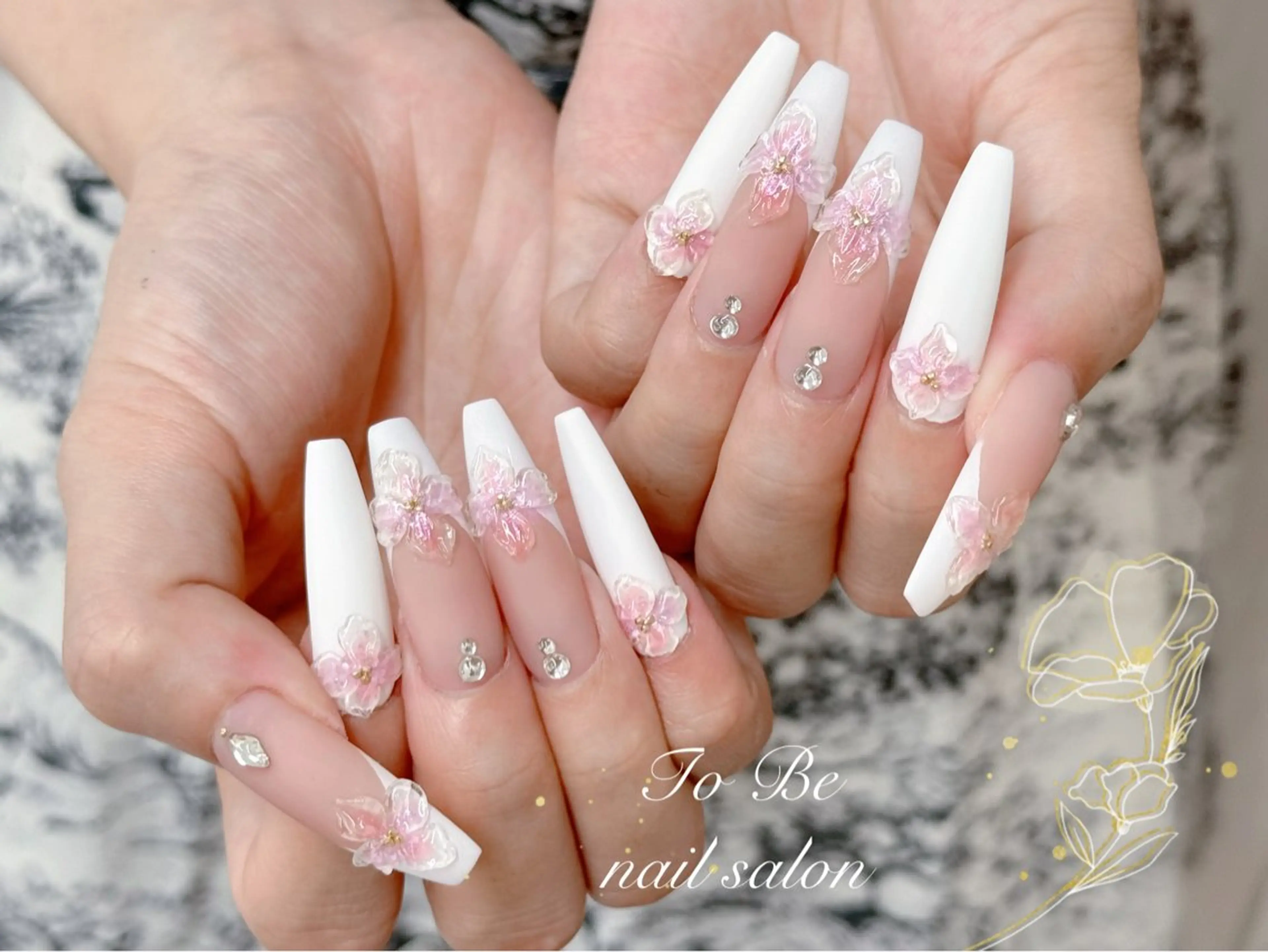 ロング ハンドネイル Nail Salon To Be珈月のネイルデザイン