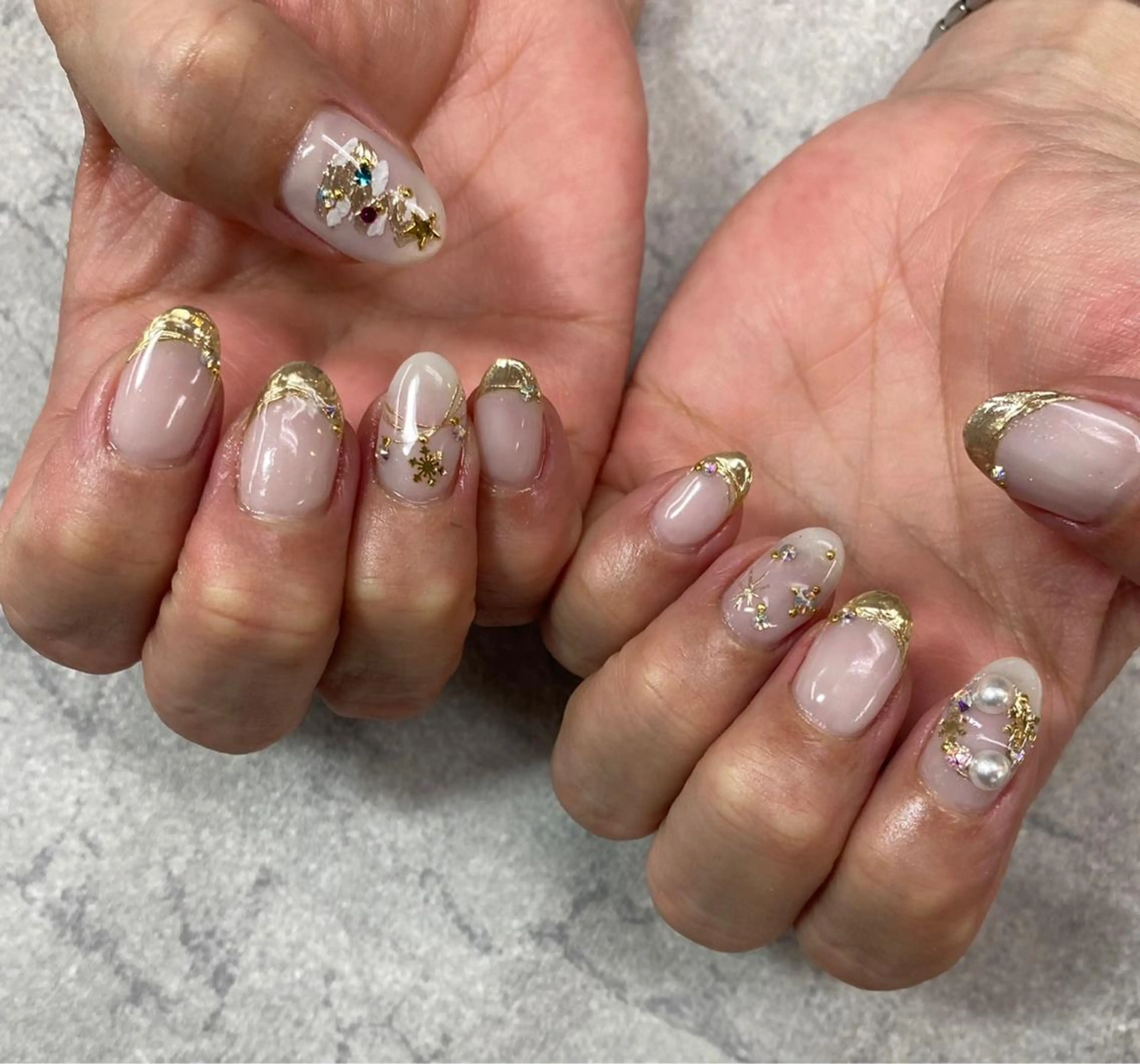 ネイル アートネイル フレンチネイル ジェルネイル ガラスフレンチ グラデーション ハンドネイル ハンドケア FASTNAIL PLUS 新宿店のネイルデザイン