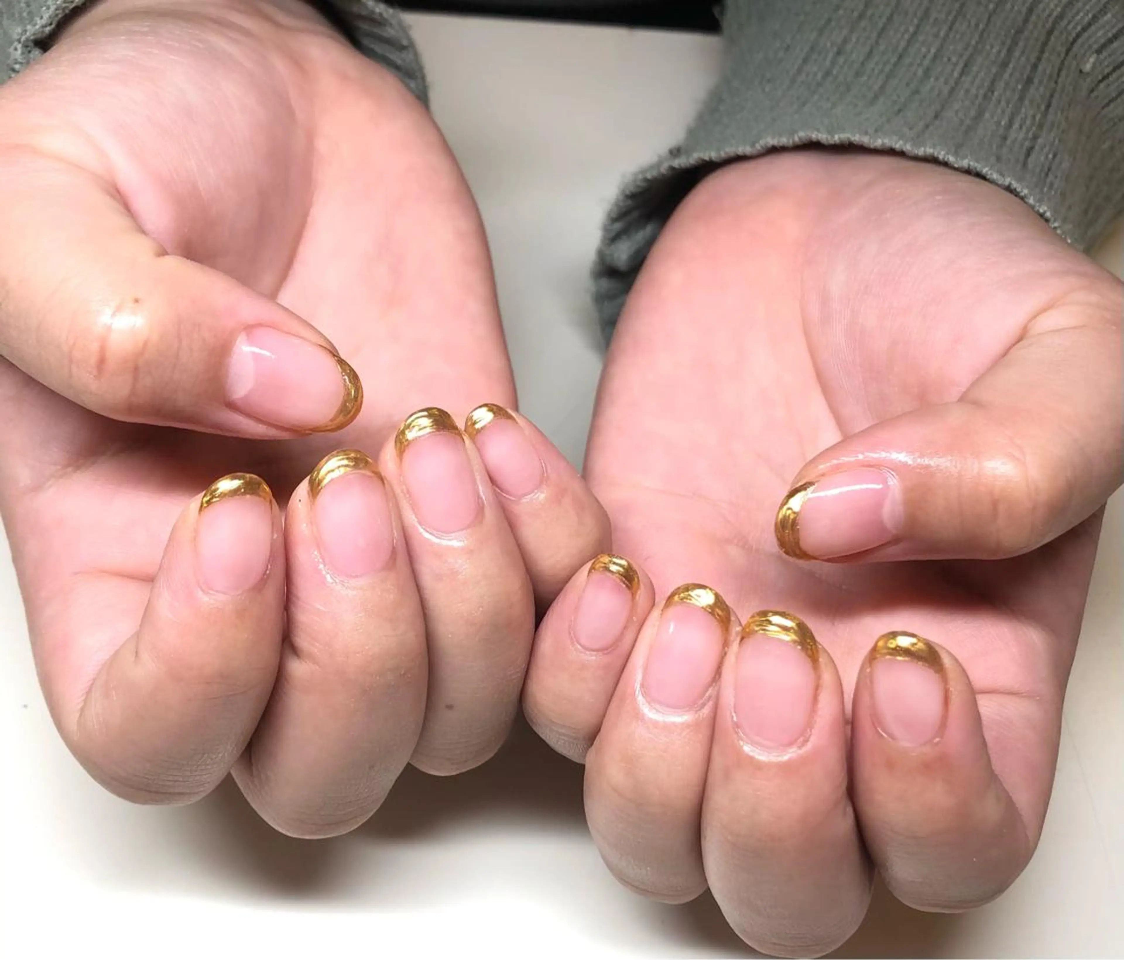 ネイル フレンチネイル ミラーネイル シンプルネイル いちじゅう あおいのネイルデザイン