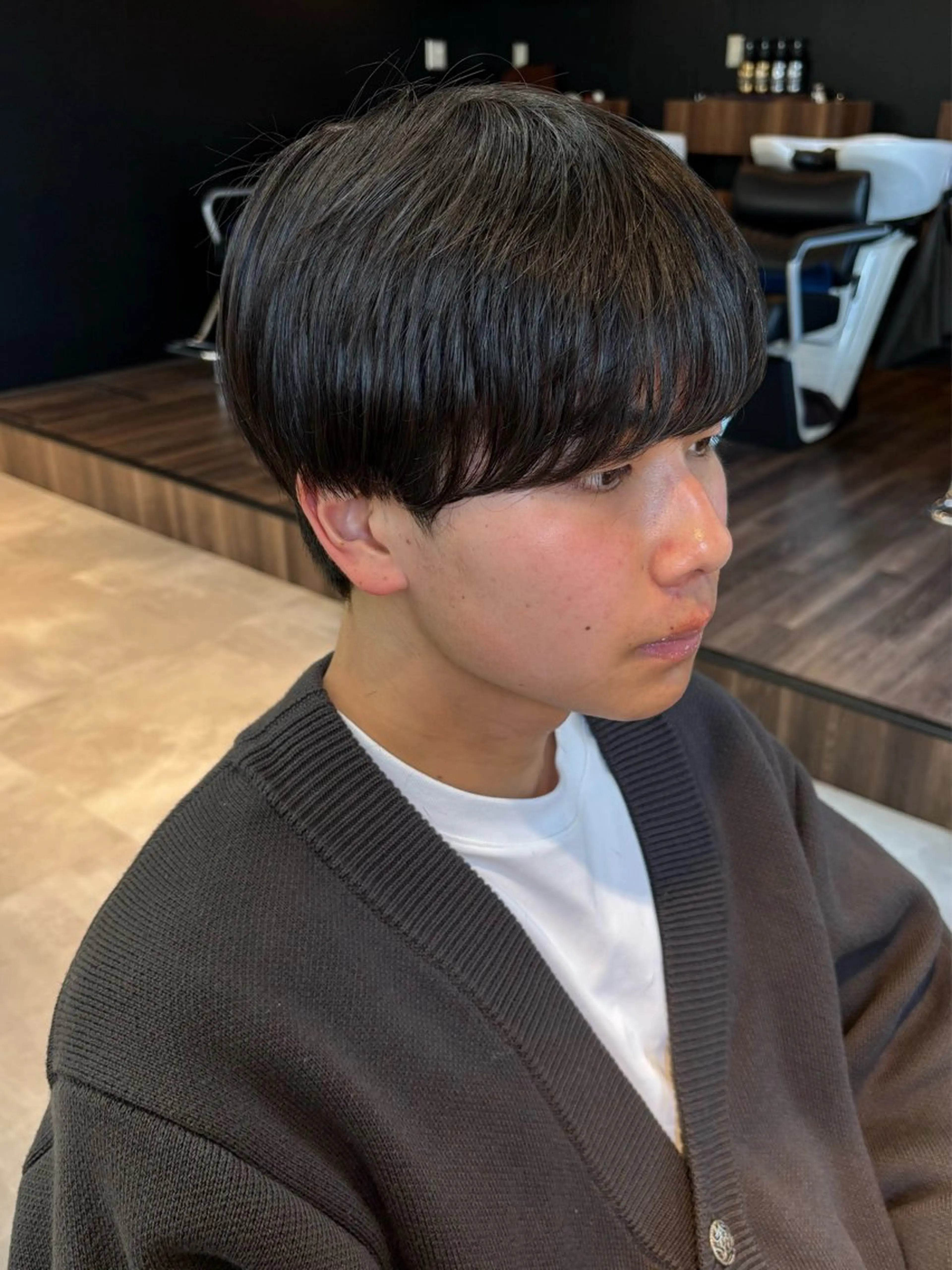 メンズ マッシュ カット フェザーパーマ/韓国 /メンズカット保立のヘアスタイル
