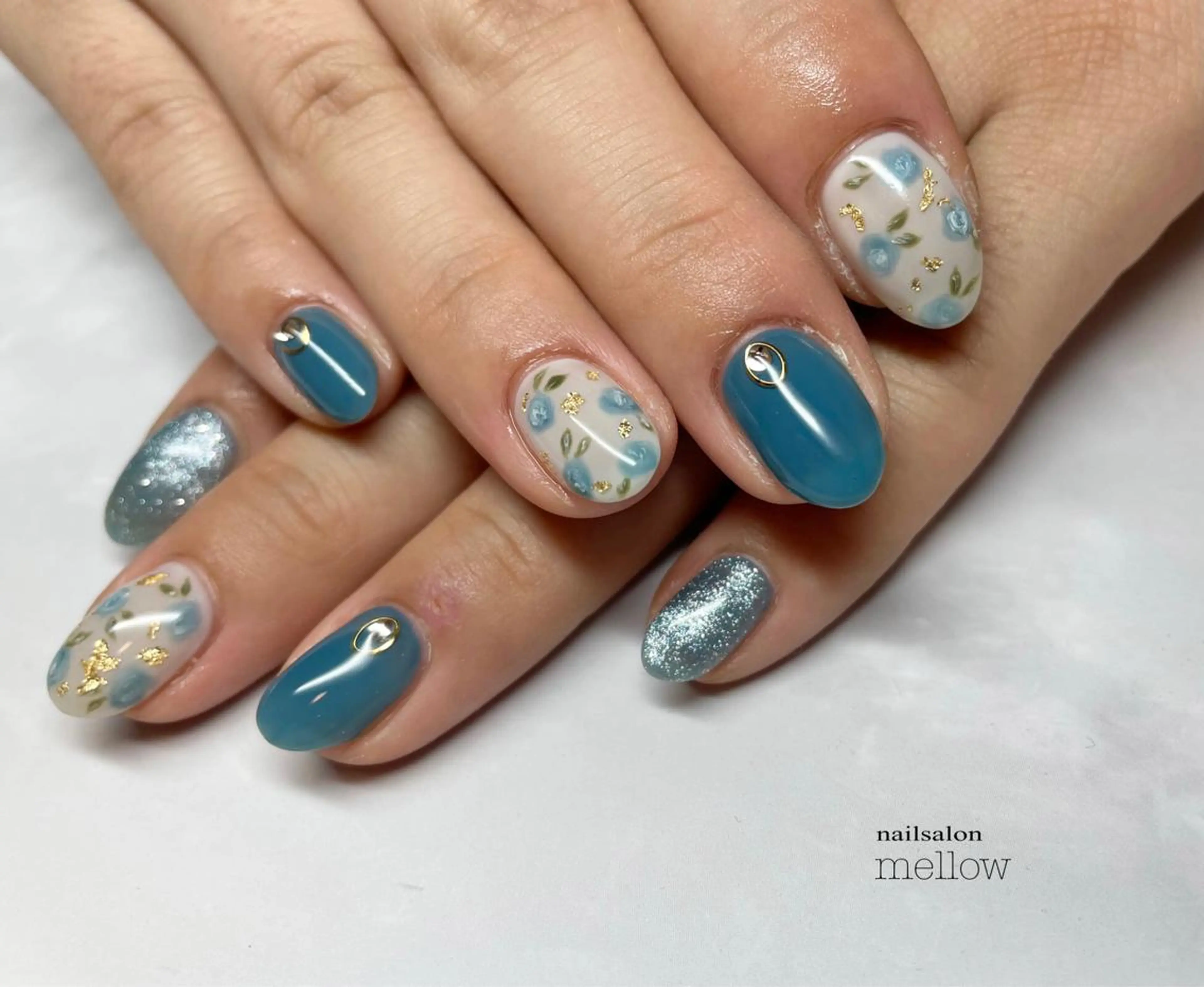 ネイル ブルー 大山 浩美のネイルデザイン