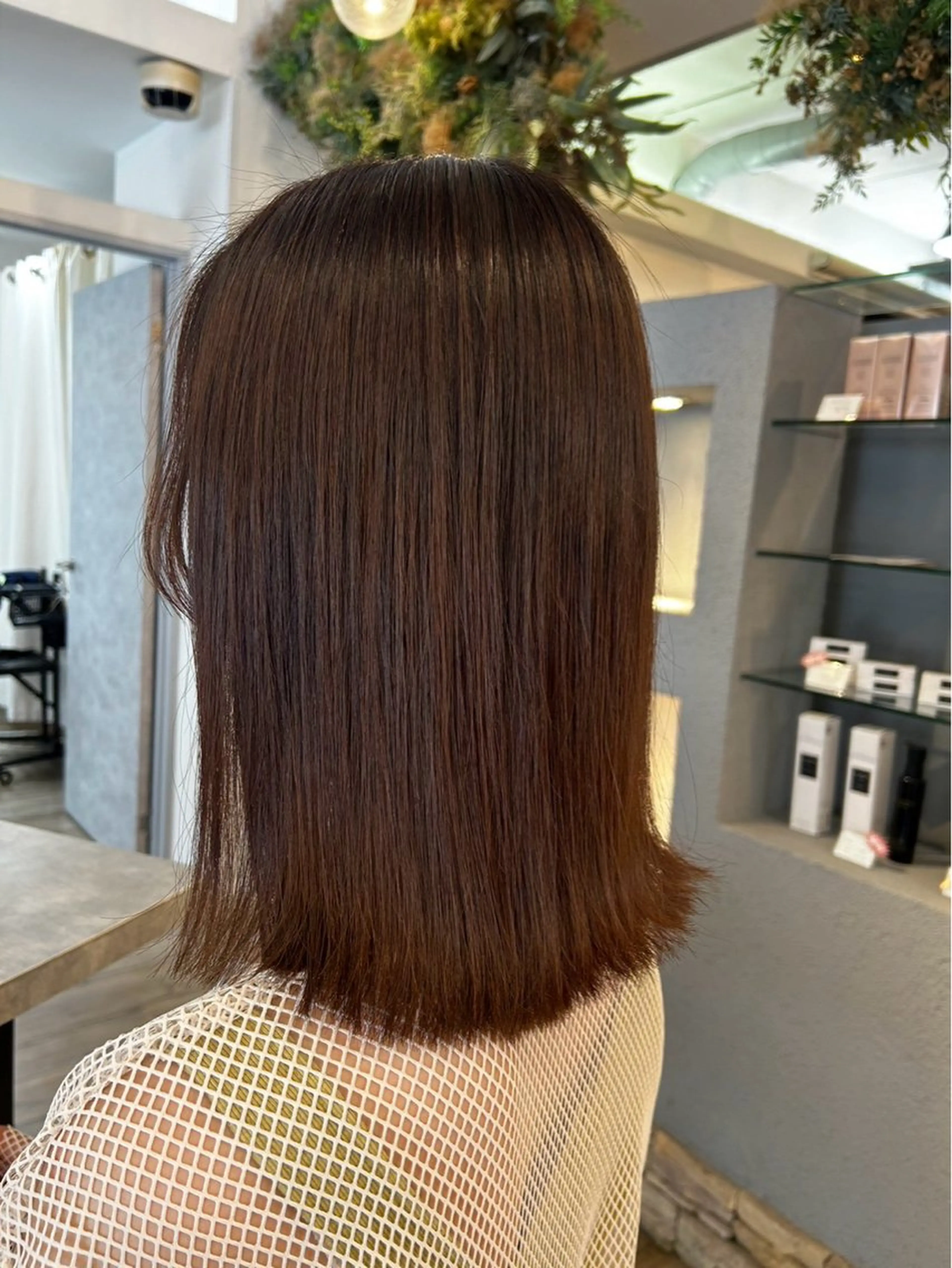 ミディアム 縮毛矯正 カット 縮毛矯正 sato ayaka |透明感カラー🫧のヘアスタイル