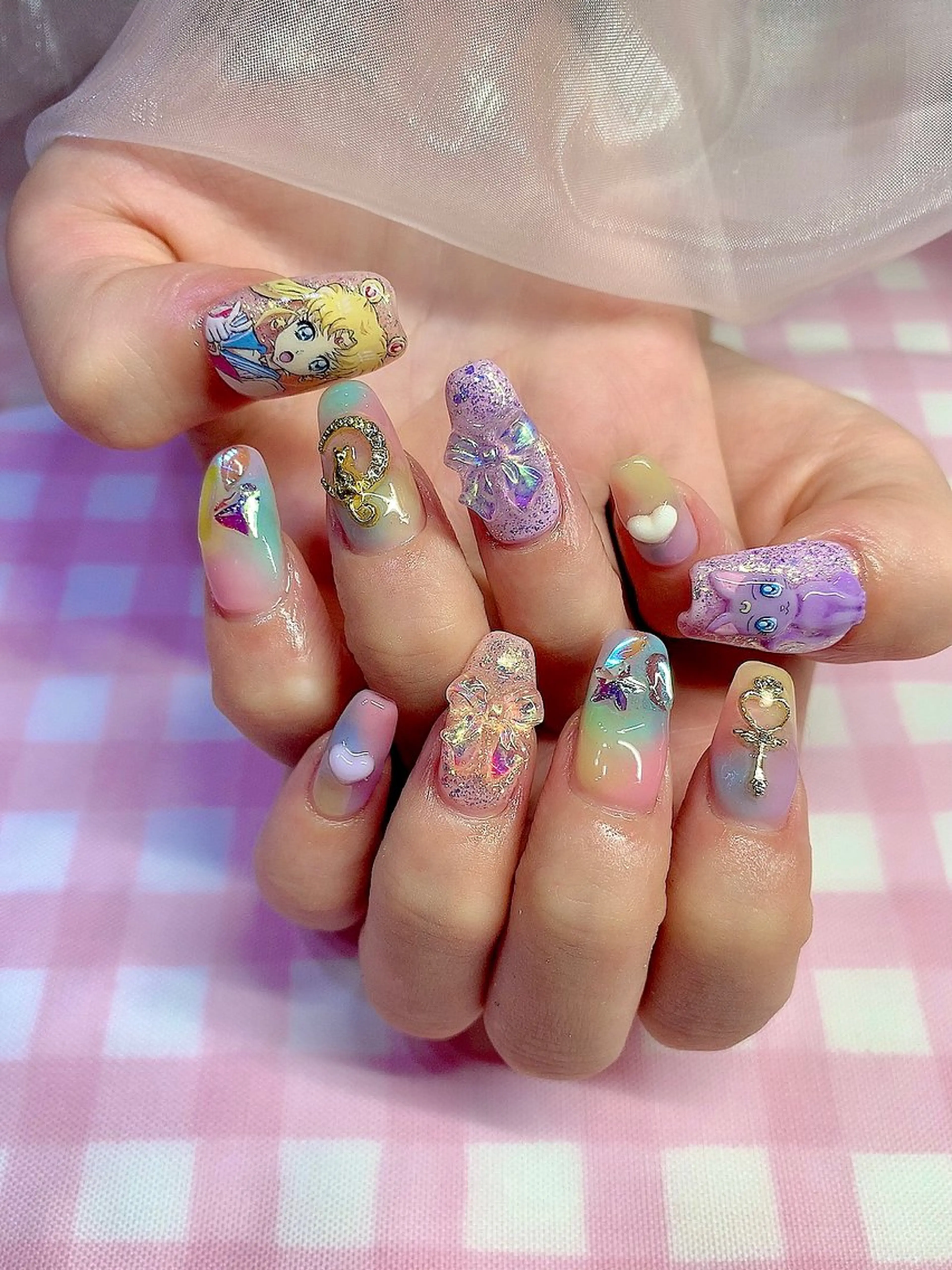 ネイル アートネイル キラキラネイル 韓国ネイル 持ち込み パステルネイル シェアサロンLei.g(レイジー)所属・3Dアートネイル💗 都築レナのネイルデザイン