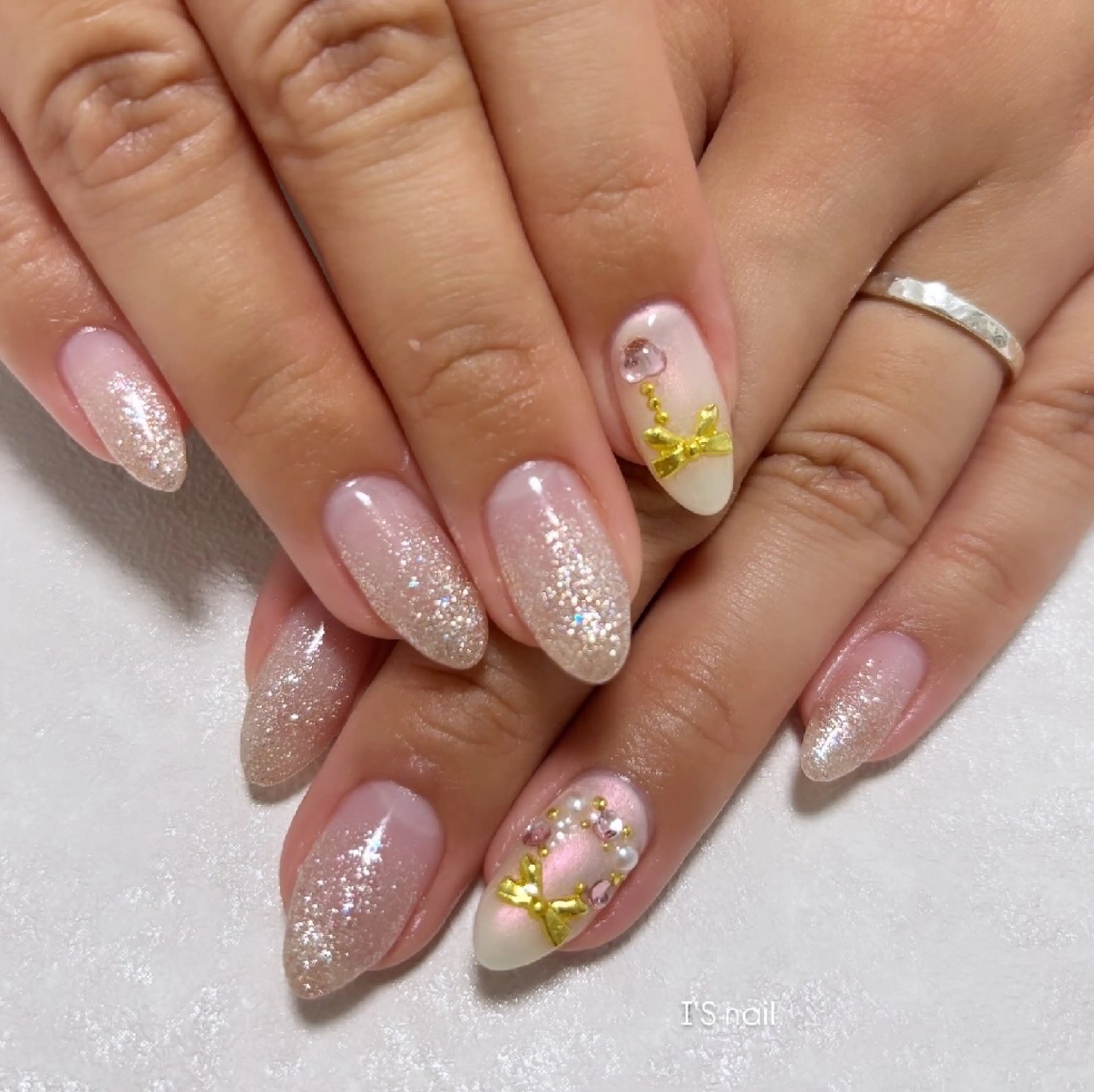 ネイル リボン ハンドネイル I'S nail 佐野のネイルデザイン