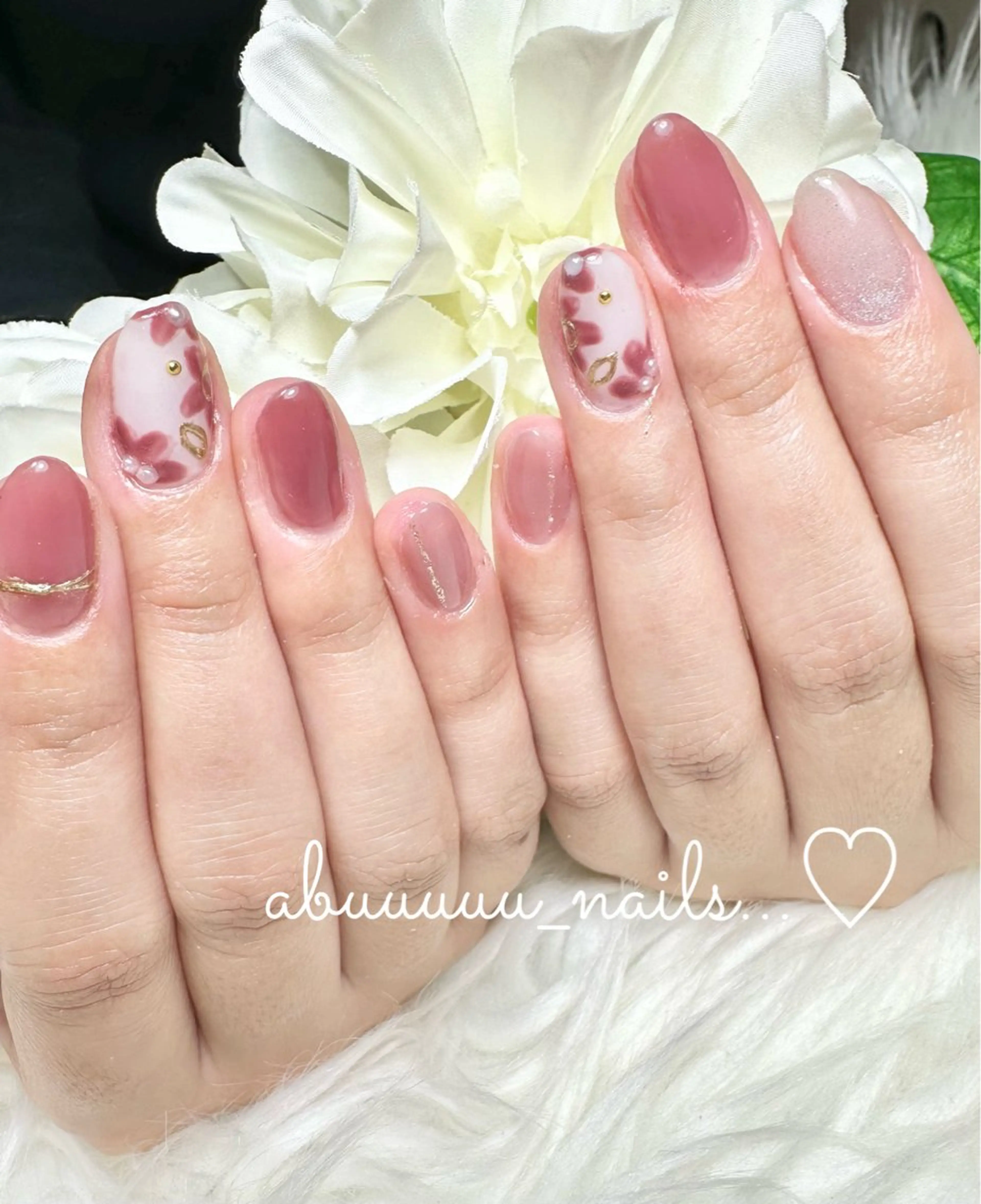 ネイル アートネイル フラワーネイル ニュアンスネイル abuuuuu nailsのネイルデザイン
