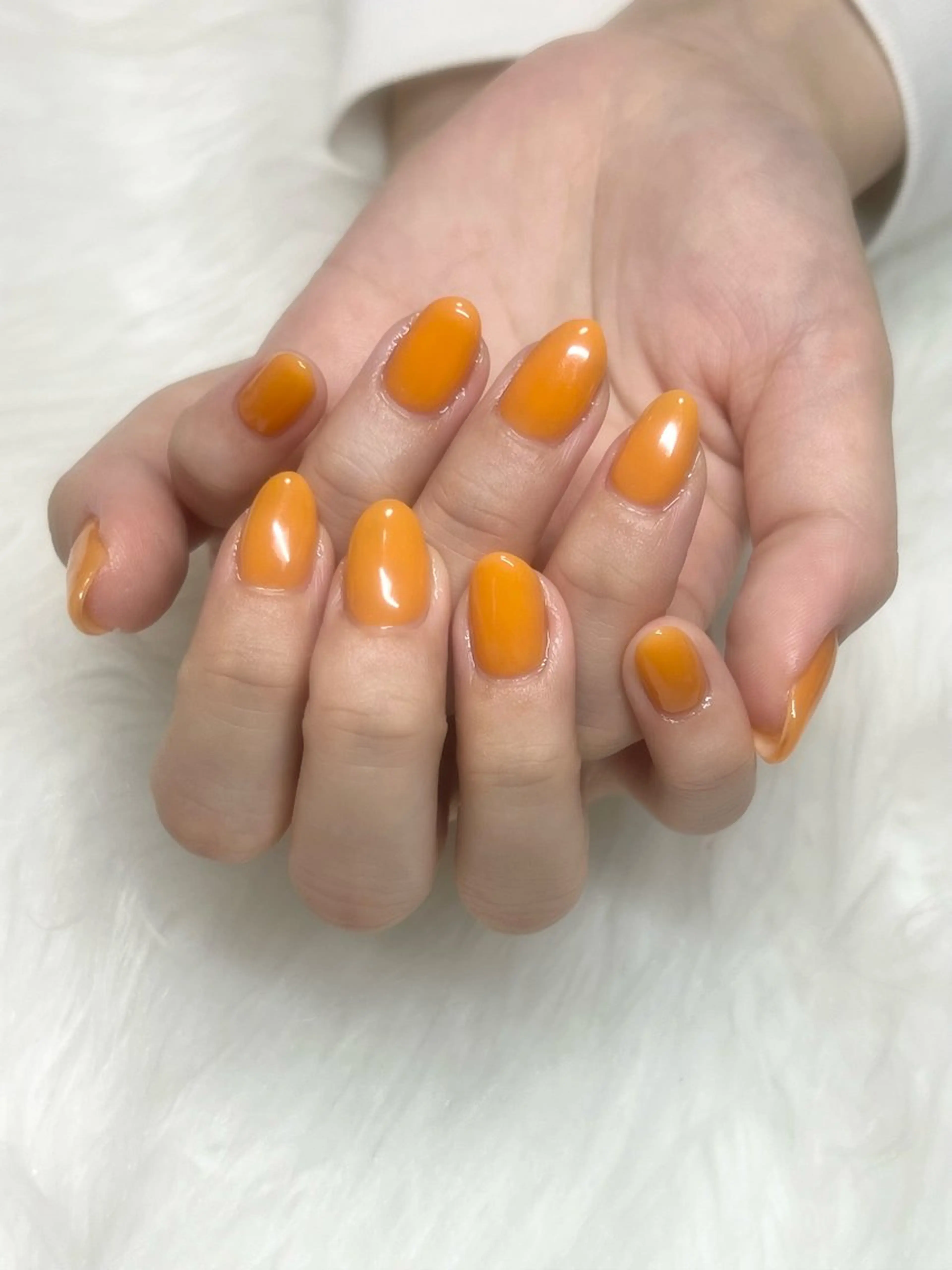 ネイル ワンカラーネイル オレンジ ハンドネイル mame nail所属・mame nailのネイルデザイン