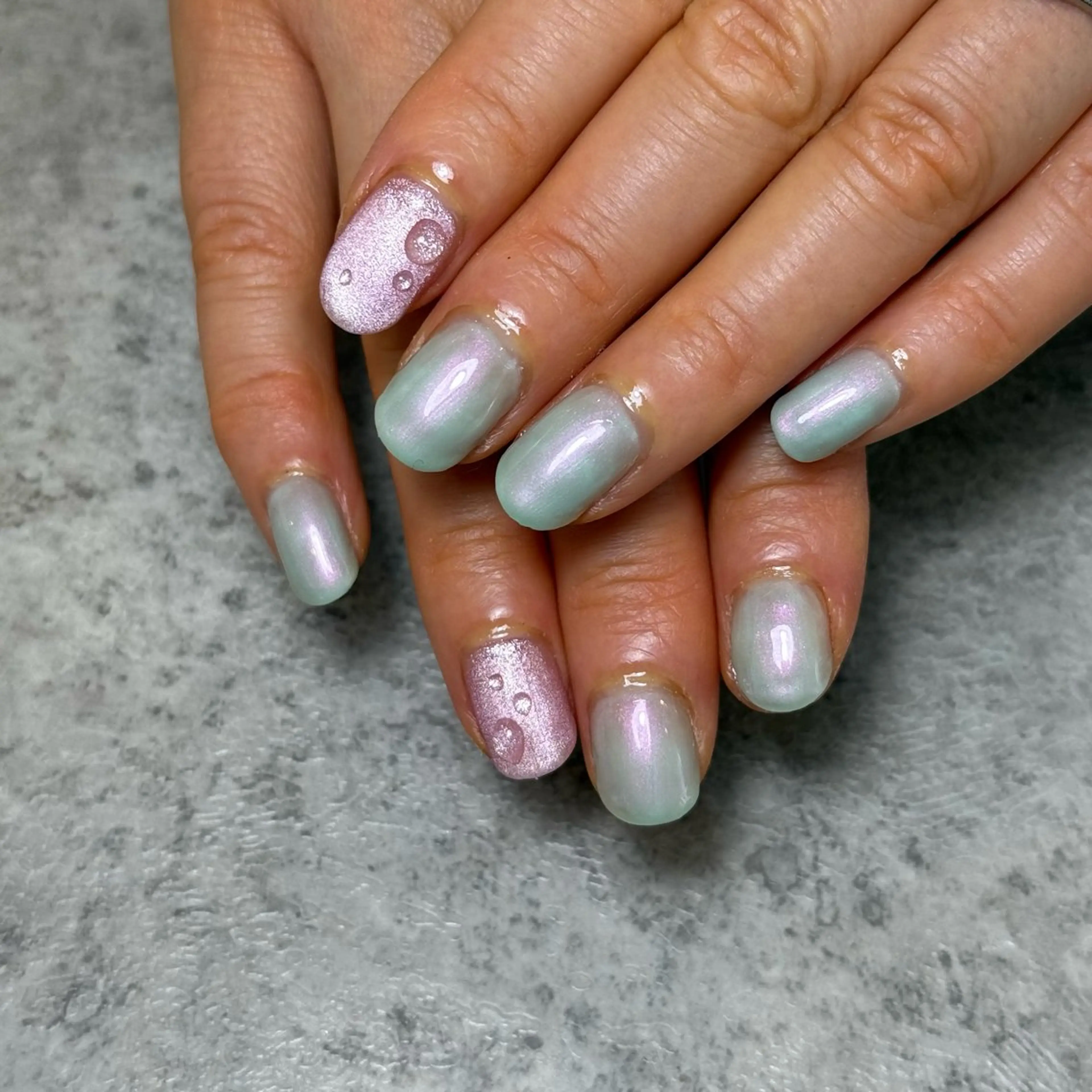 ネイル グリーン パステルネイル ピンク withB 池尻大橋のネイルデザイン