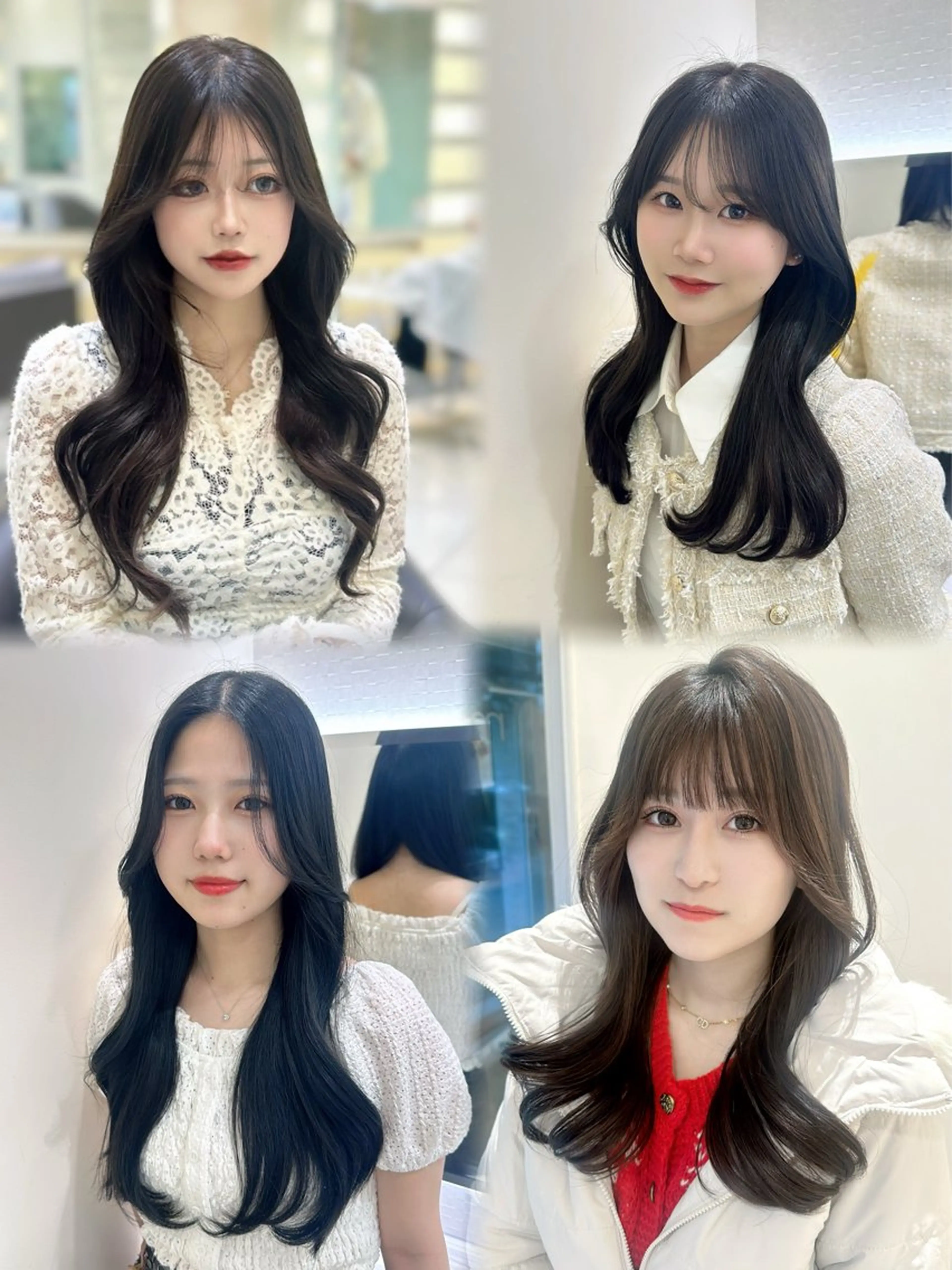 ロング カラー 韓国風ヘア レイヤーカット 似合わせカット カット トリートメント 韓国レイヤー/酸性 ストレート/髪質改善のヘアスタイル