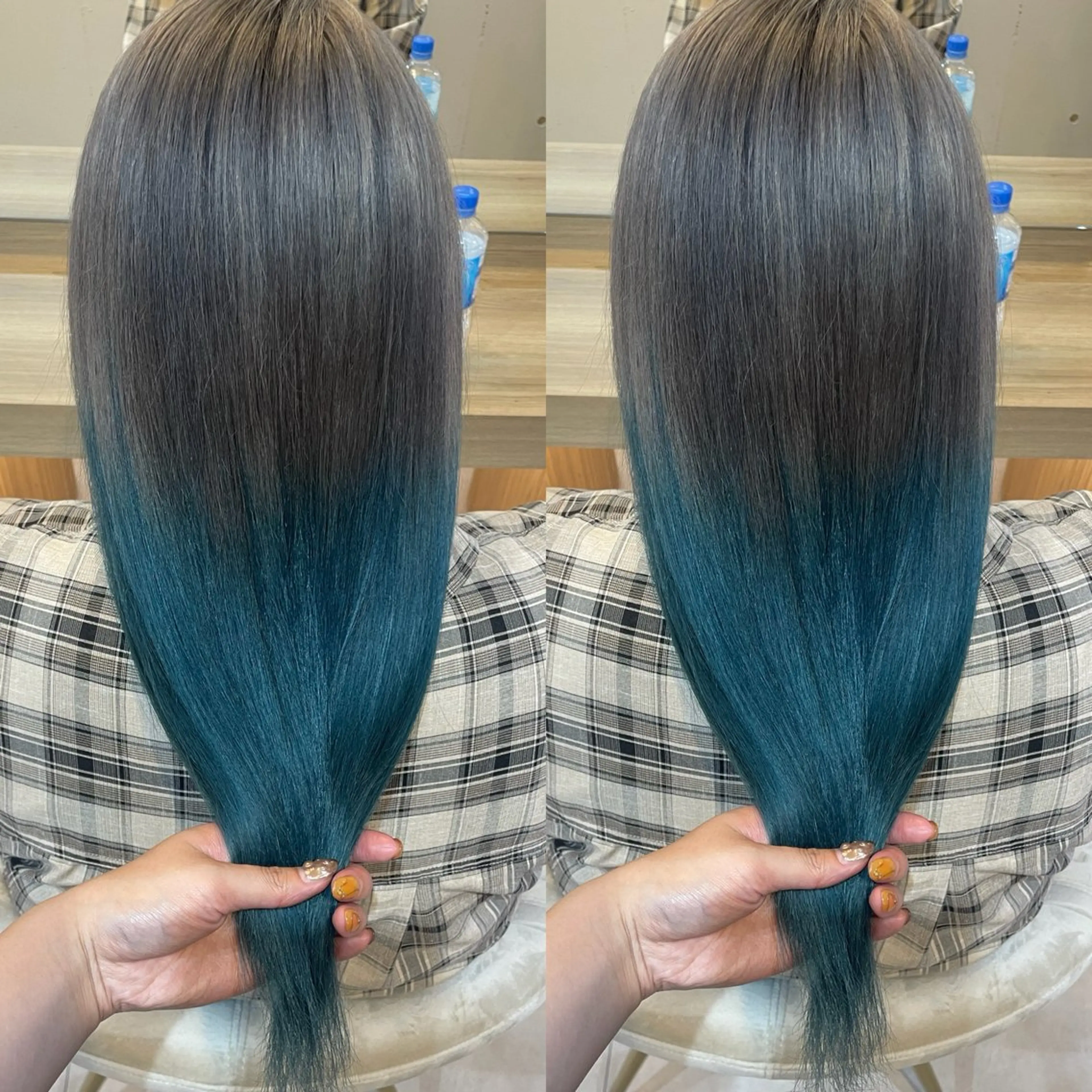 ロング カラー ブリーチ ブルーカラー グラデーションカラー シルバー カット ヘアカラー トリートメント ヘアセット ブリーチ無しダブル カラー🦕まどかのヘアスタイル