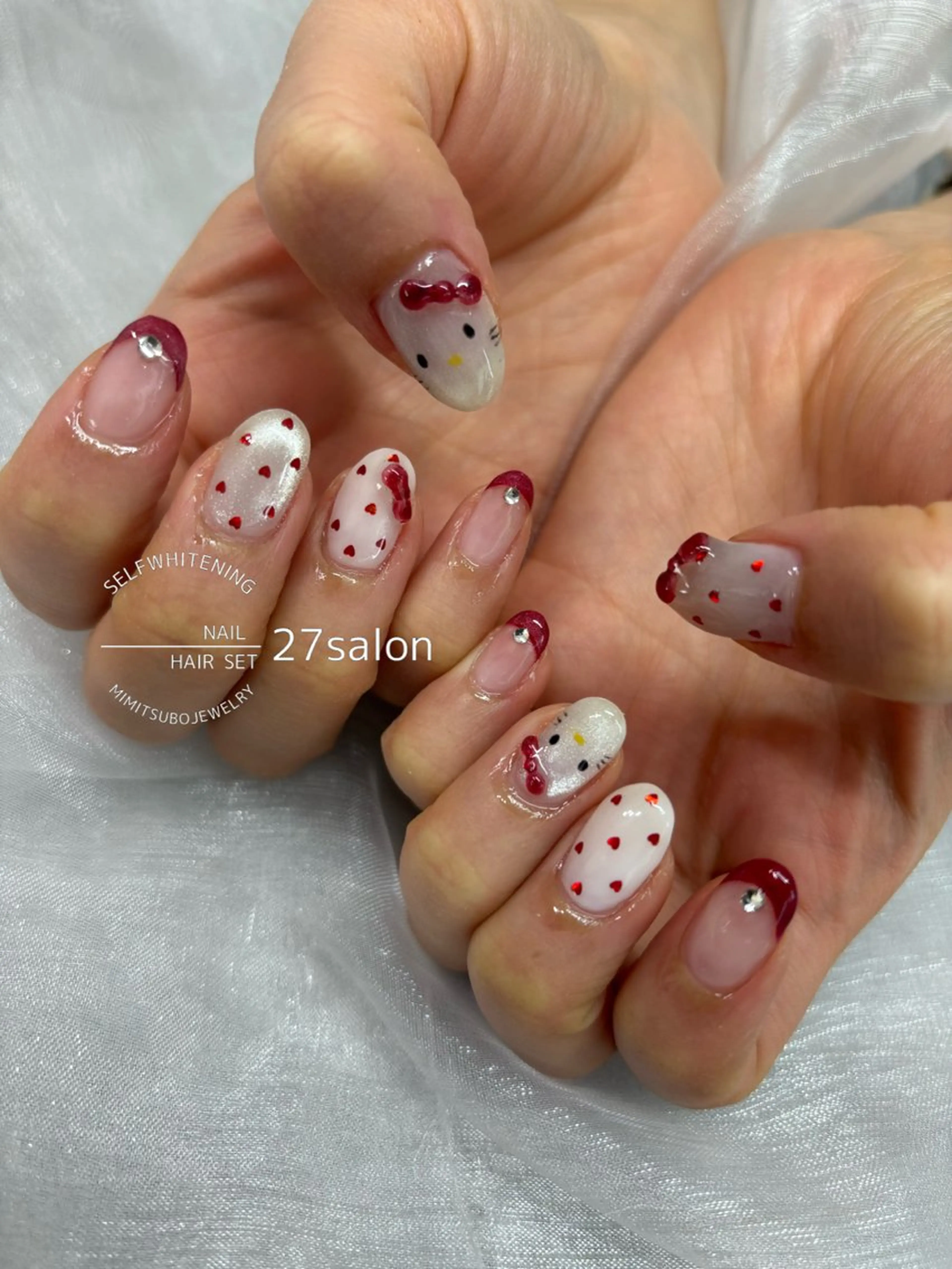 ネイル ドット ハート ハンドネイル 27salon yuinaのネイルデザイン