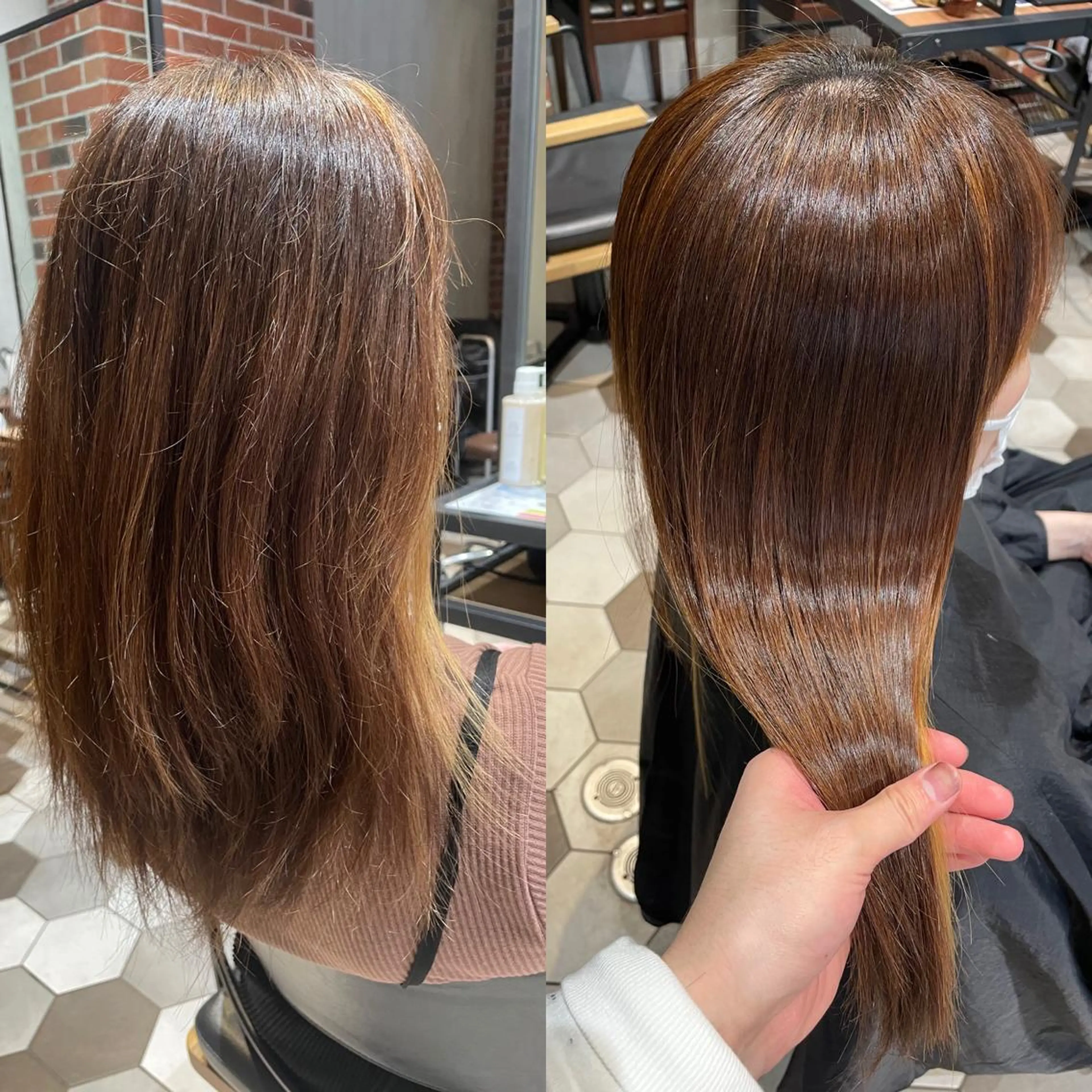 セミロング 髪質改善、縮毛矯正 酸性縮毛矯正のヘアスタイル