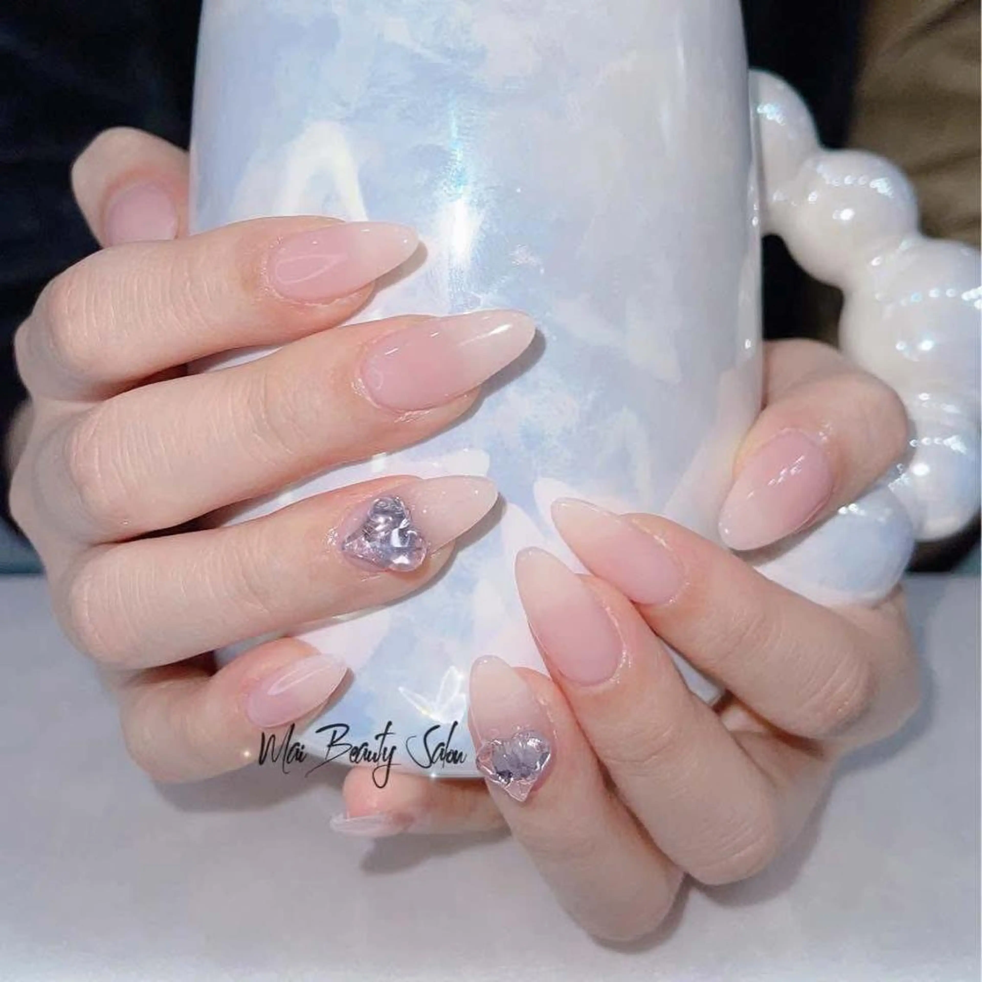 ネイル オーロラネイル チークネイル 長さ出し フラッシュネイル フットネイル MaiBeauty DanHiのネイルデザイン