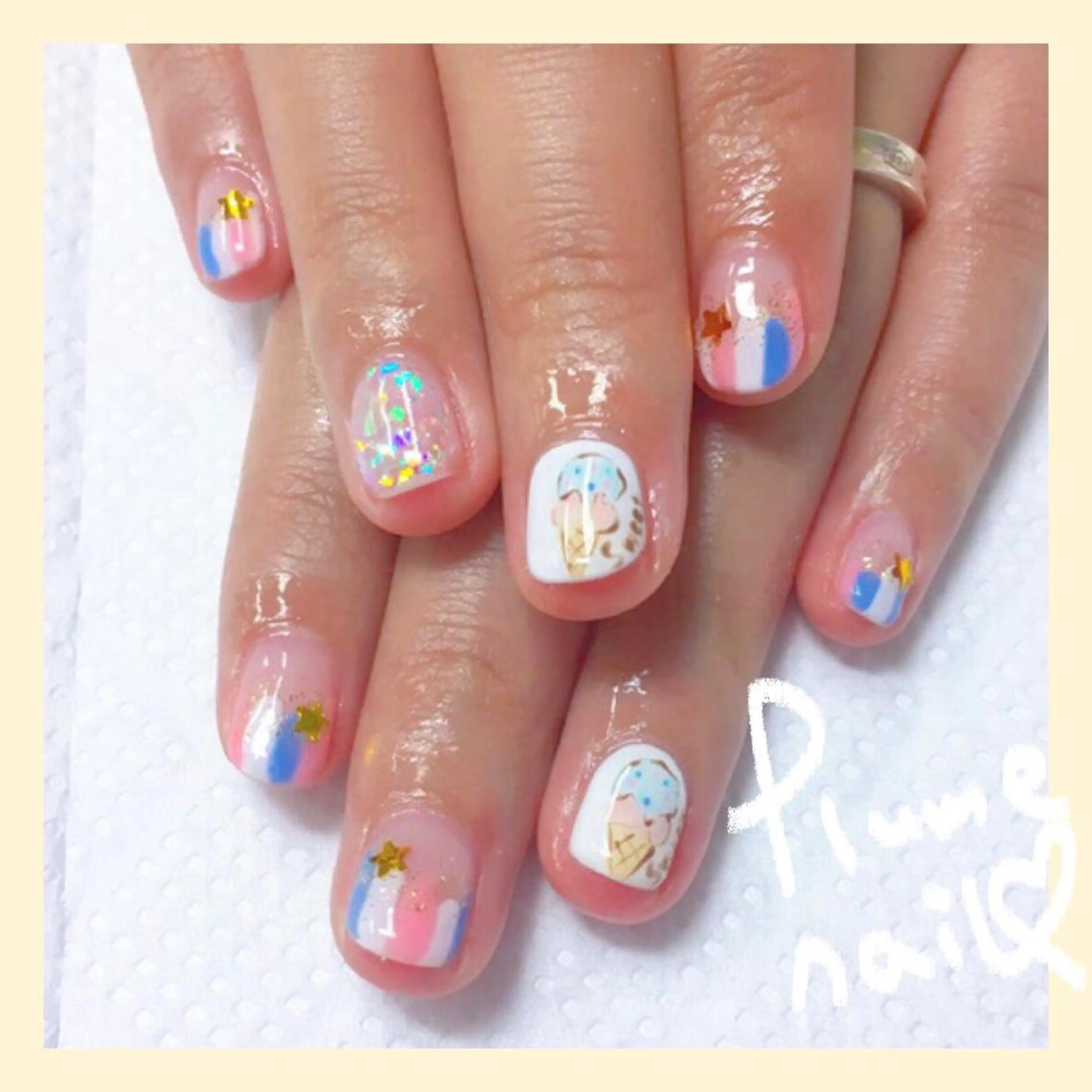 ネイル アートネイル ハート キラキラネイル 韓国ネイル ラメ(グリッター) ハンドネイル plume nail ☆韓国ネイルのネイルデザイン