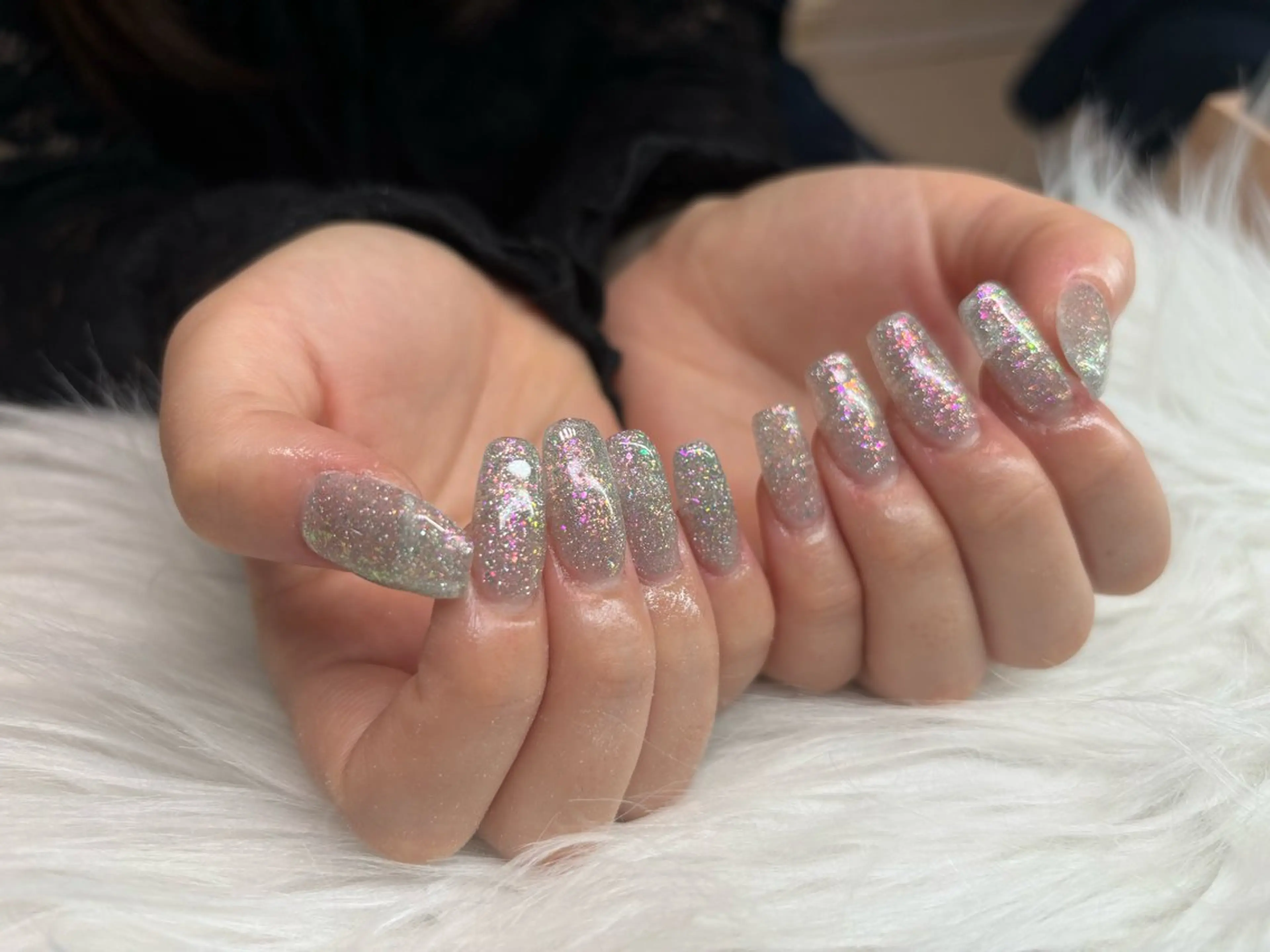 ネイル 長さ出し フラッシュネイル ラメ(グリッター) ワンカラーネイル nail salon LIAn.所属・🧸takagi🧸 1月受付中のネイルデザイン