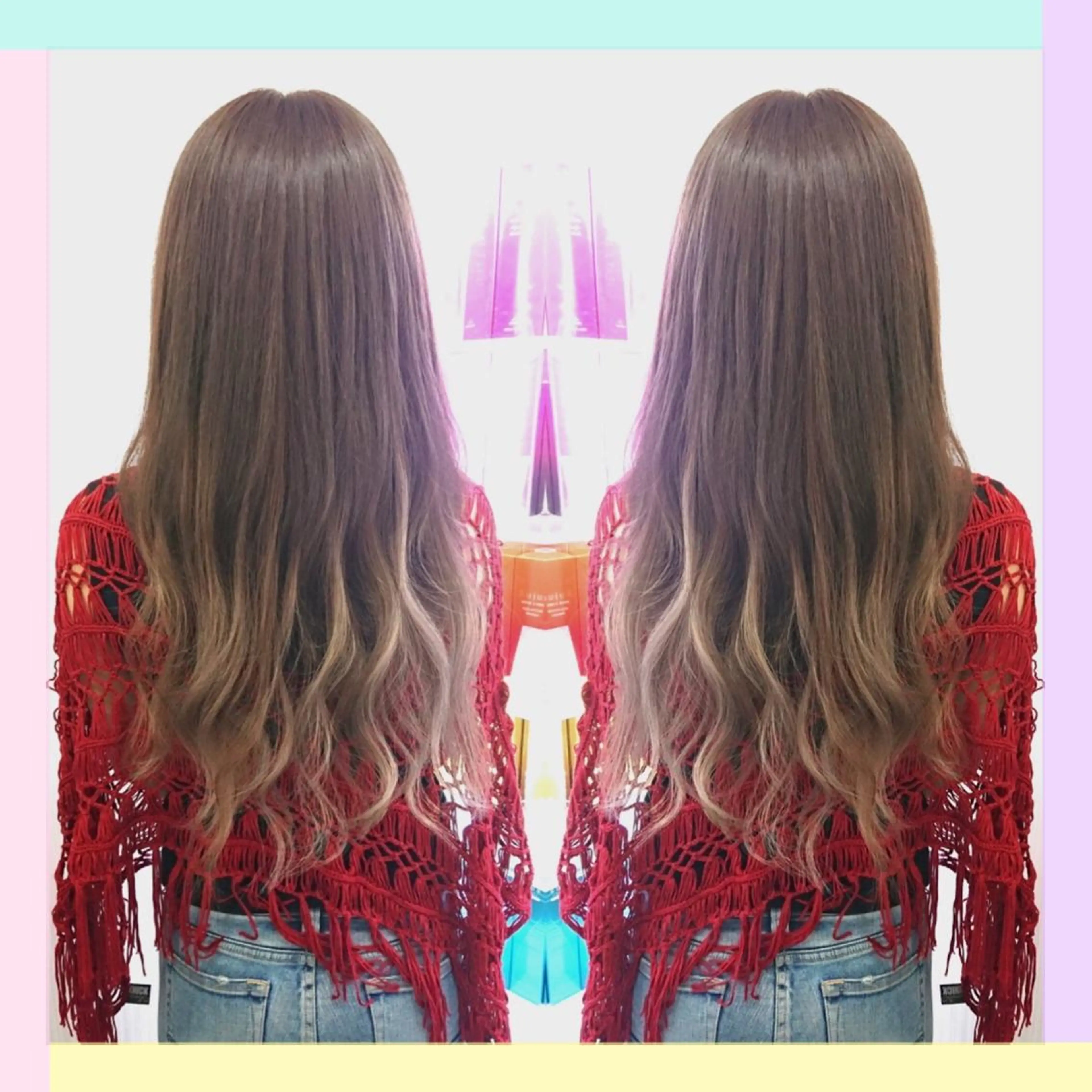 ロング カラー れん/ハイトーン /エクステ/韓国風のヘアスタイル