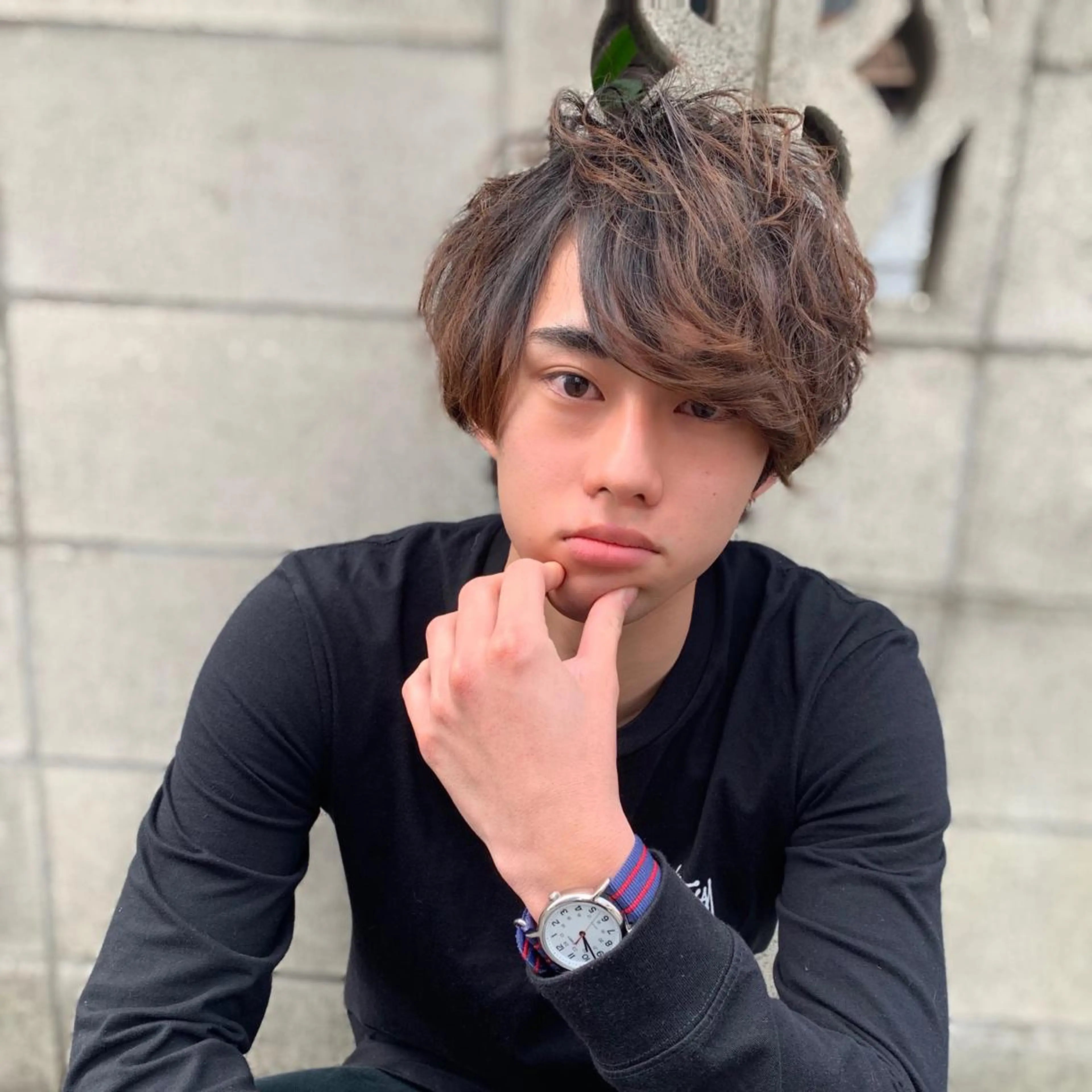 ミディアム パーマ メンズ カット パーマ 柏メンズカットパーマ NO.1タイチのヘアスタイル