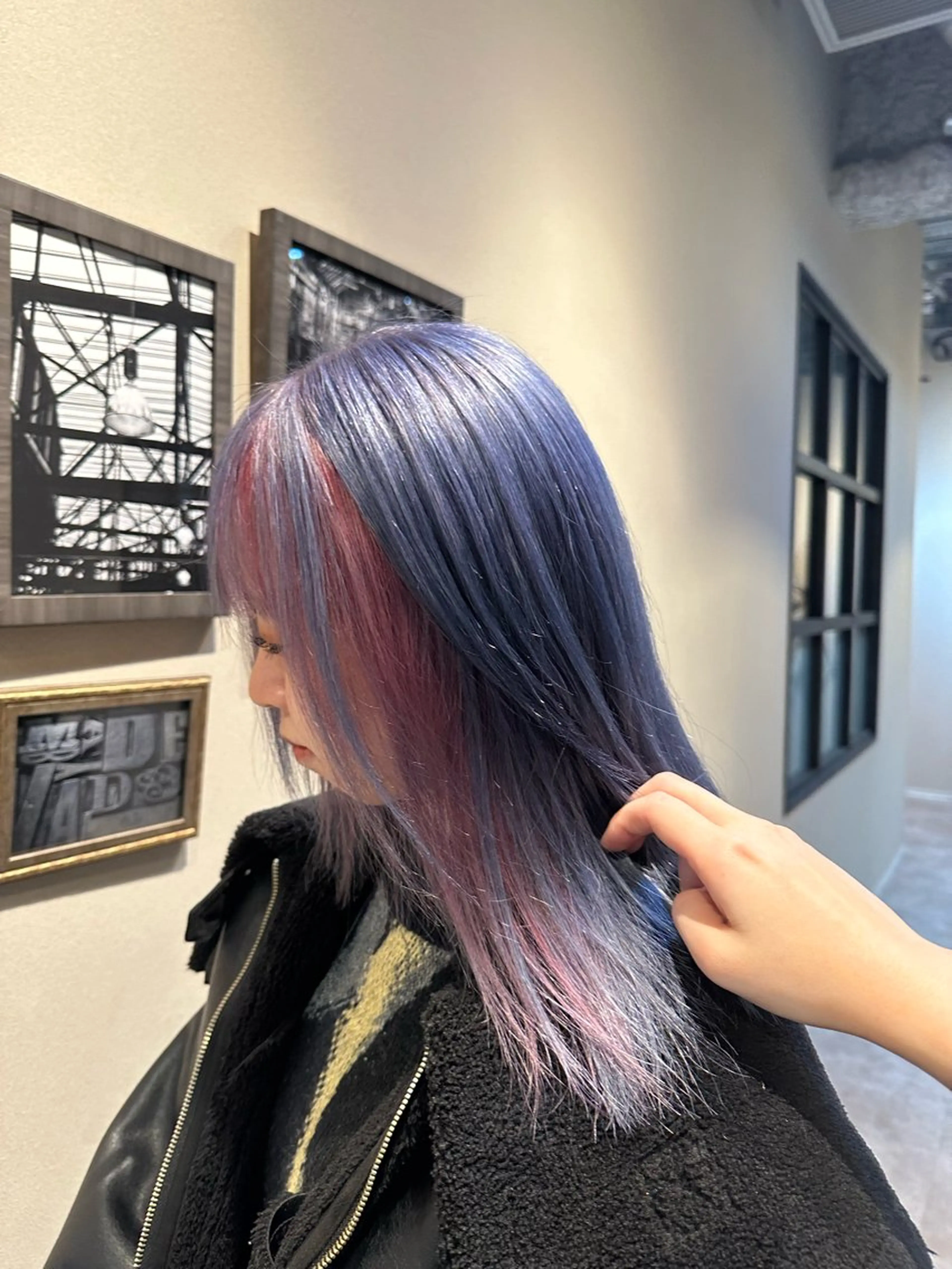 カラー ミストバング  フェイスフレーミング ラベンダーカラー ピンクカラー Sara newi 🎀透明感🎀のヘアスタイル