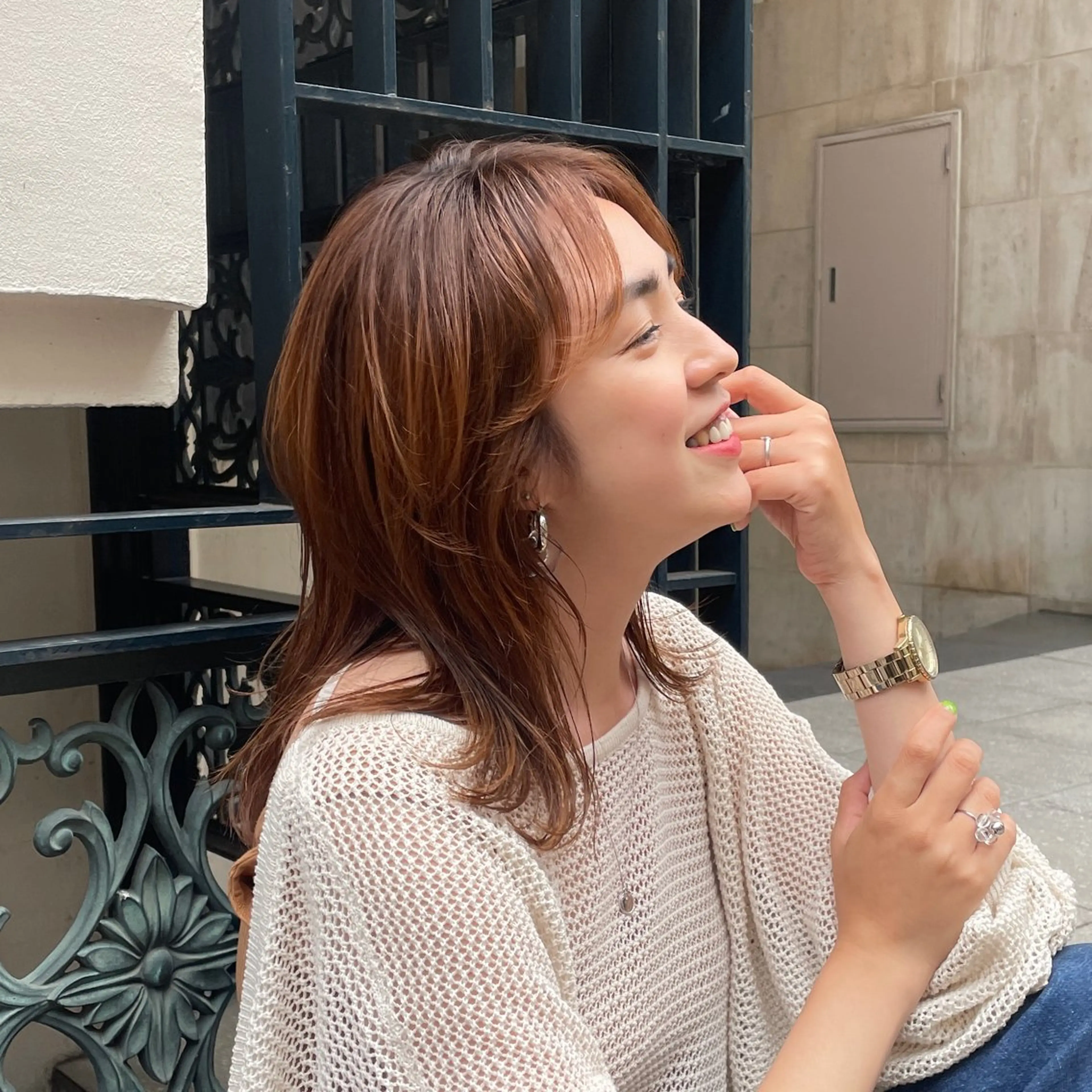 ミディアム カラー ハイライトカラー ハイライト カット ヘアカラー DX SHARE SALON所属・matka白髪ぼかし 大人ヘア/KEIKOのヘアスタイル