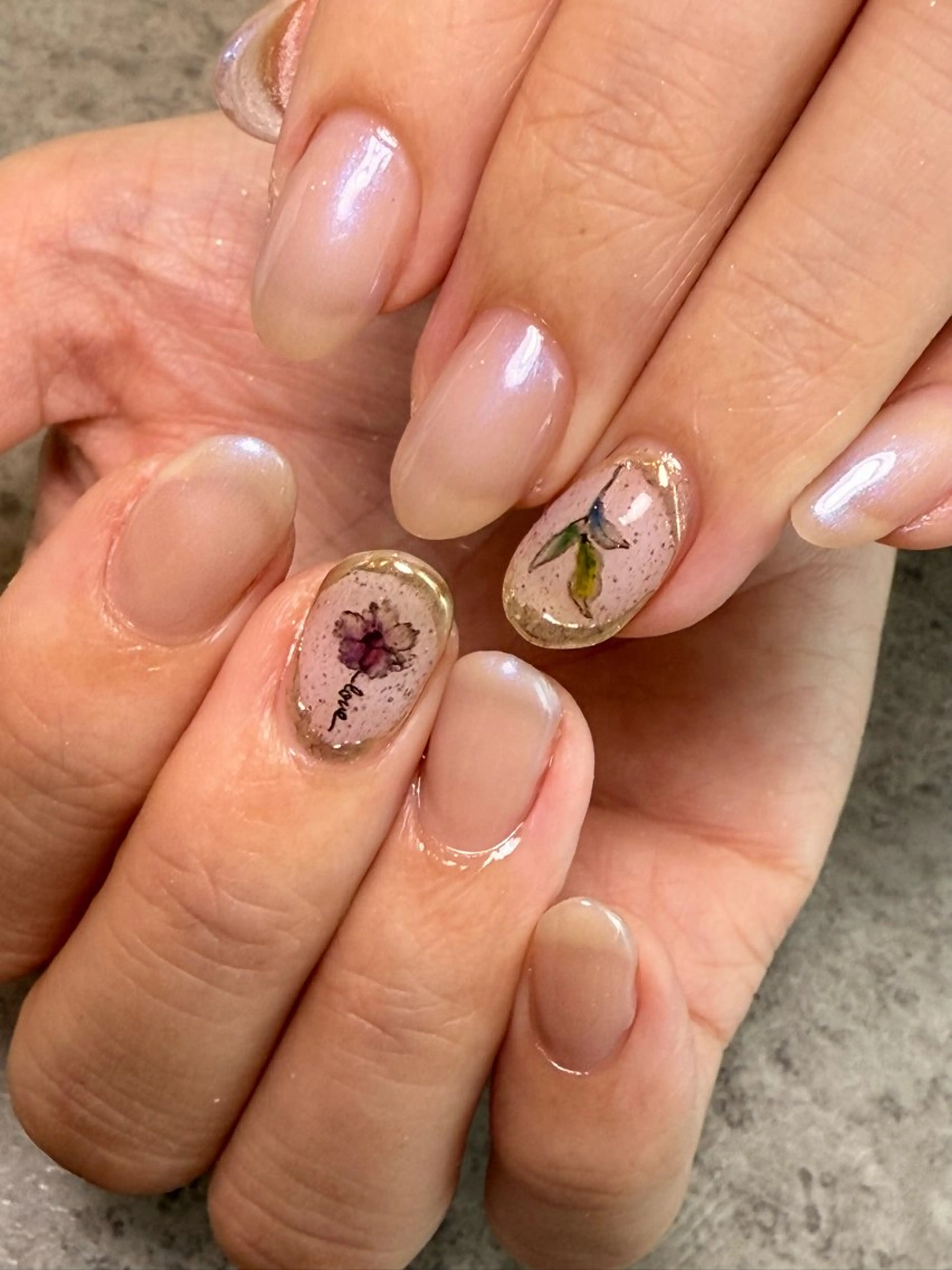 ネイル アートネイル ブルー ストーンネイル withB 池尻大橋のネイルデザイン