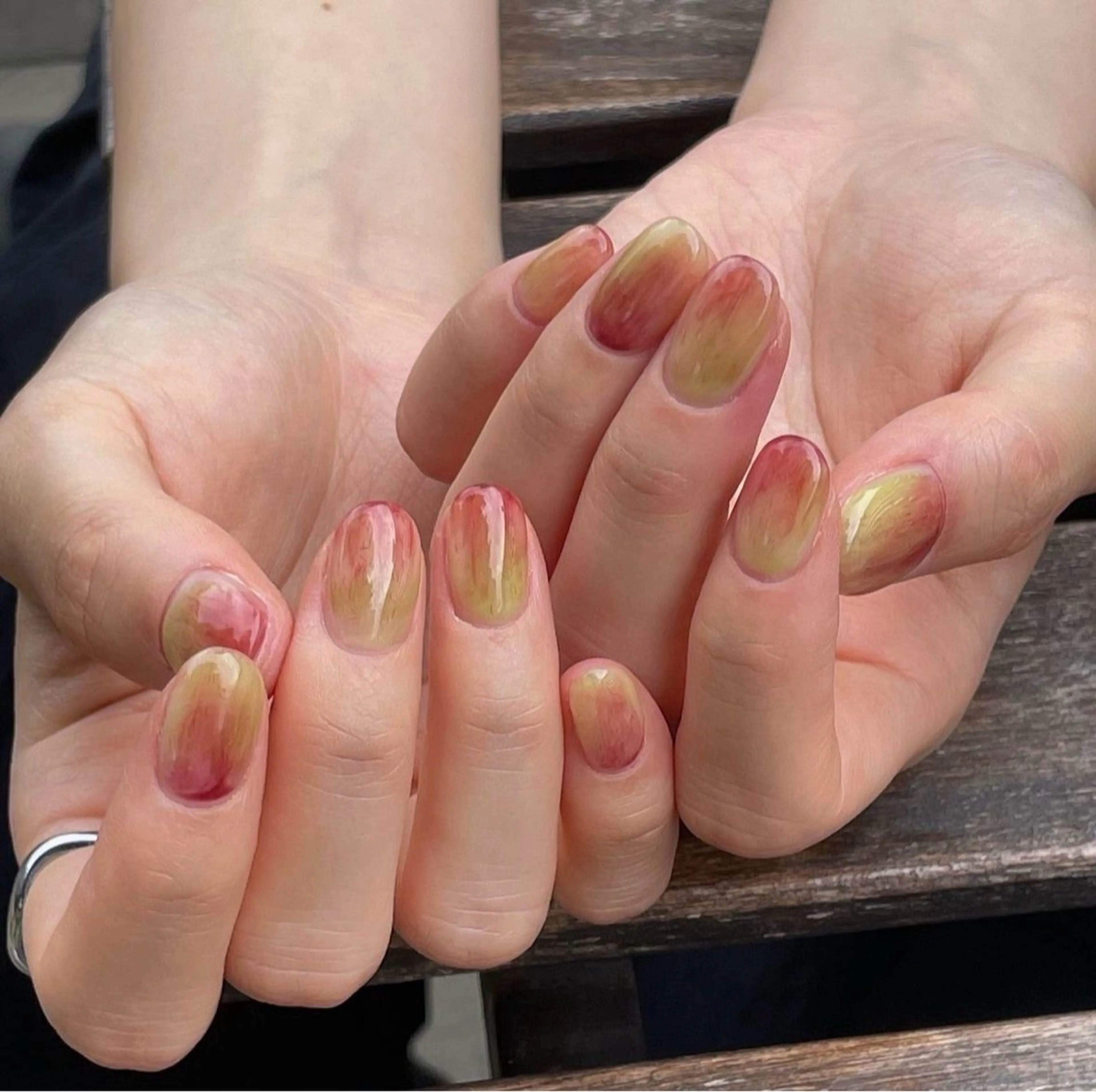 ネイル 韓国ネイル 持ち込み ニュアンスネイル ネイルチップ 冬ネイル RINN ANA.CHUOのネイルデザイン